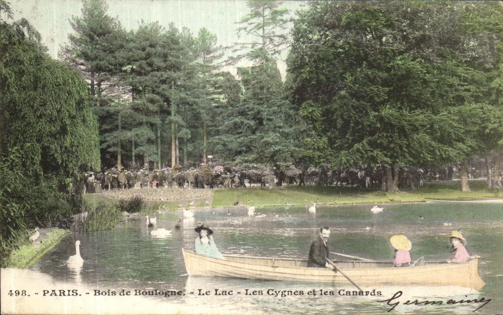 VINTAGE POSTCARD Paris Bois de Boulogne the Lake Swans and Ducks
