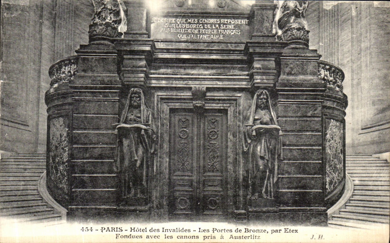 VINTAGE POSTCARD Paris Hotel of the Invalids the Bronze Gates by Etex melted with the guns taken has Austerlitz Napoleon