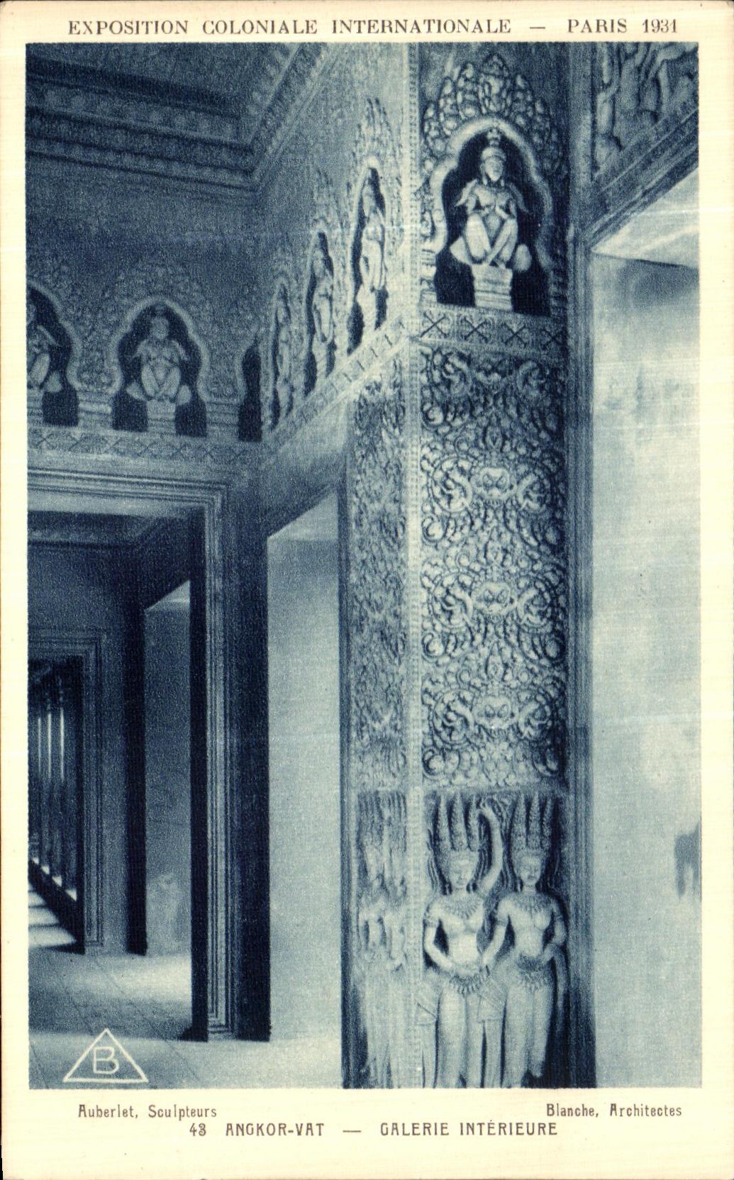 Galeria internacional colonial 1931 del interior de la cuba favorablemente Paris D Angkor de la POSTAL de la VENDIMIA de Paris