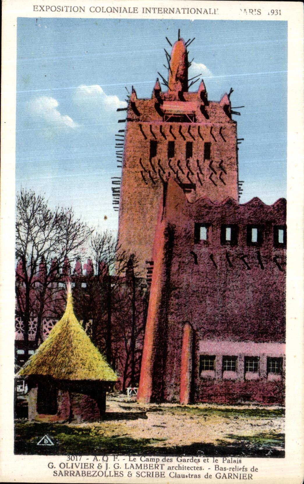 POSTAL Paris favorablemente Paris internacional colonial 1931 de la VENDIMIA el campo de los protectores y de los palaias