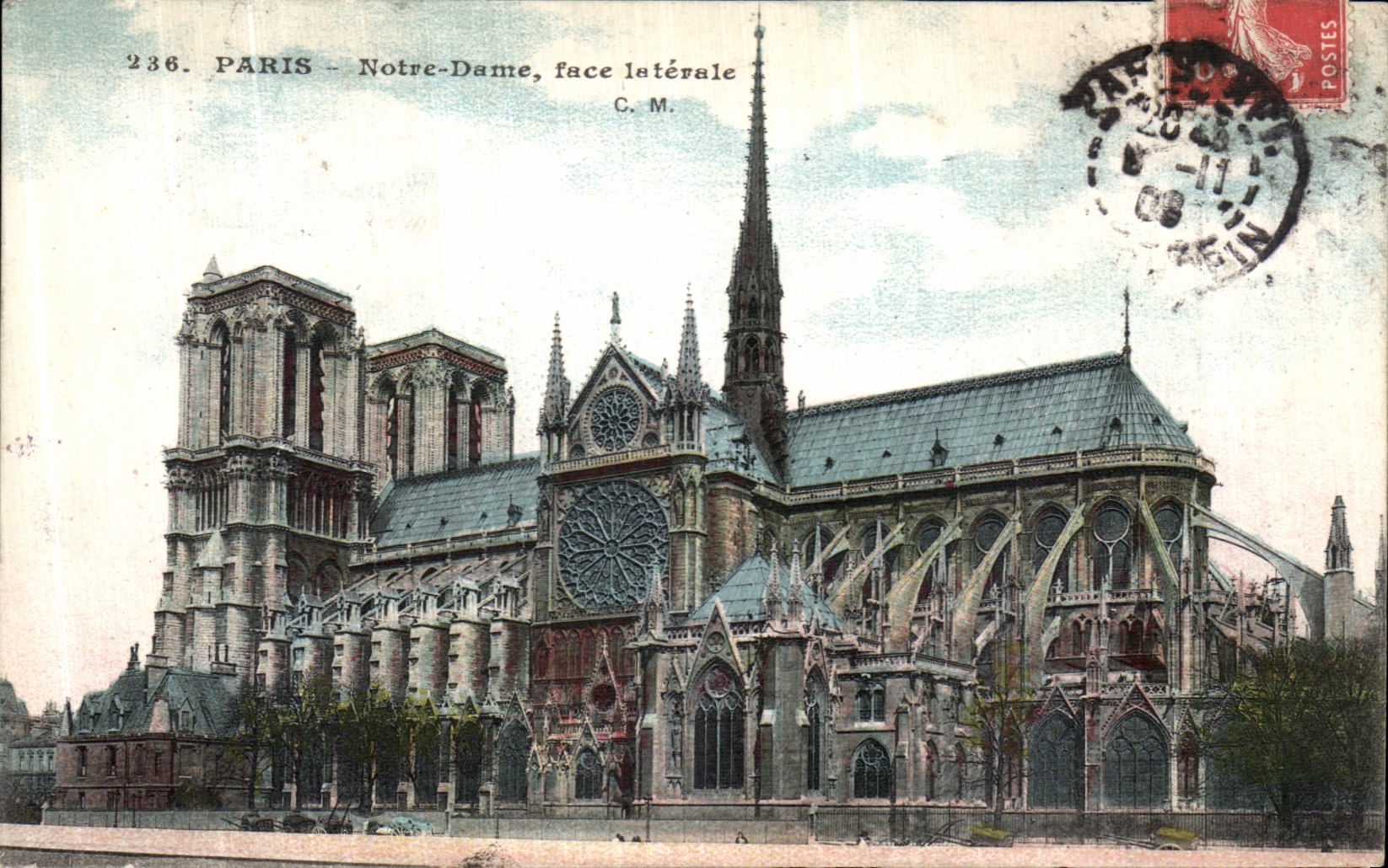 VINTAGE POSTCARD Paris Notre Dame Interale Face