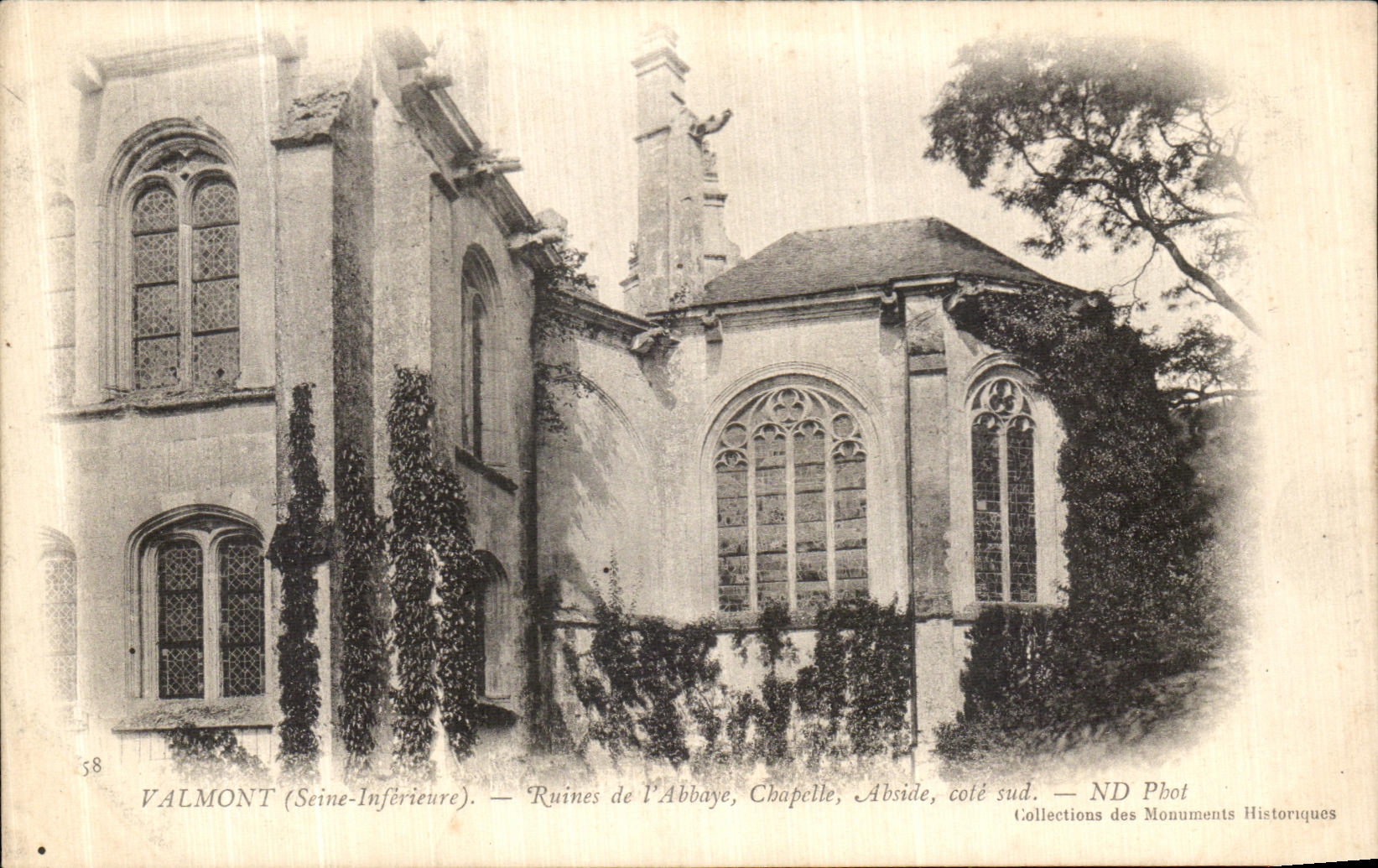 VINTAGE POSTCARD Valmont Ruins of L Abbey Vault Apse