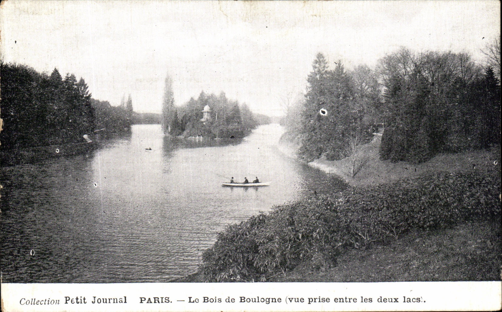 VINTAGE POSTCARD Collection Small Paris Newspaper the Bois de Boulogne Seen from between the two lakes