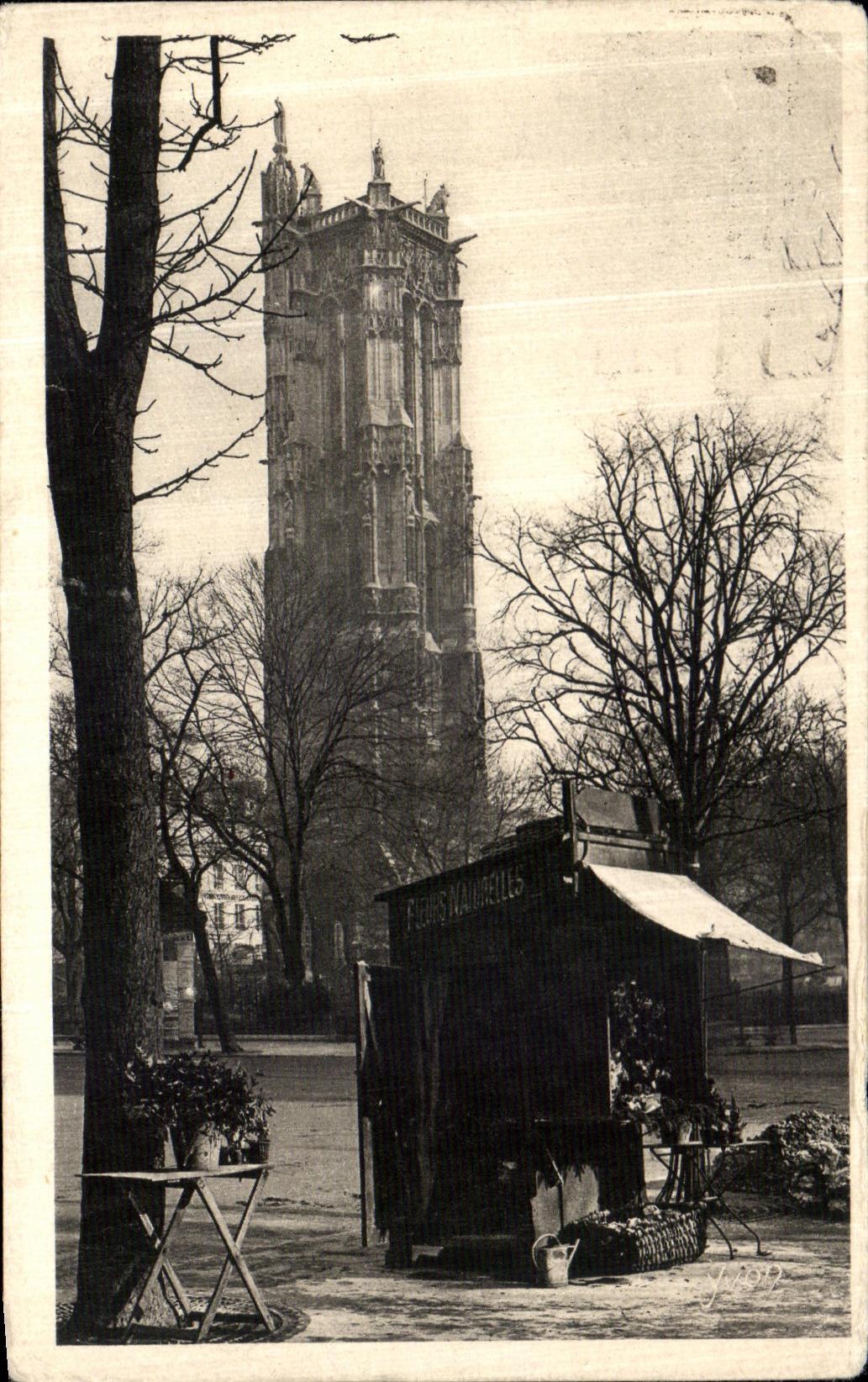 VINTAGE POSTCARD Paris Marchande flowers Places of Chatelet