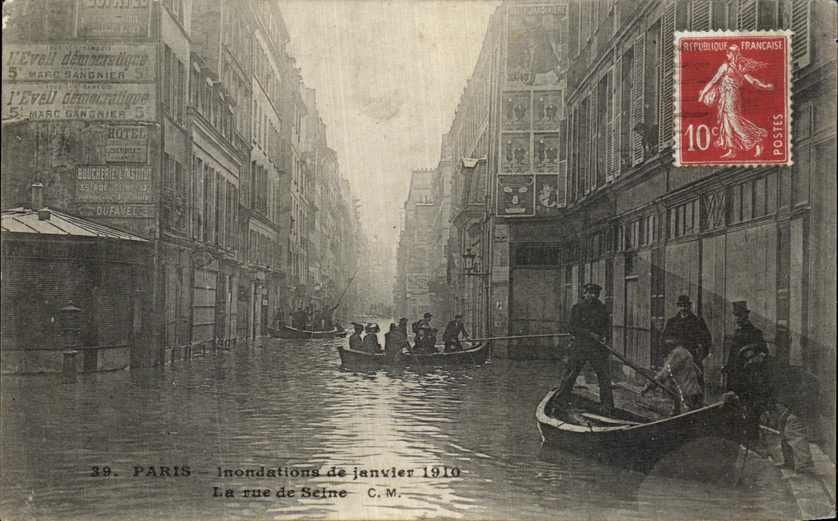 CPA Paris Inondations de Janvier 1910 La vue de Seine