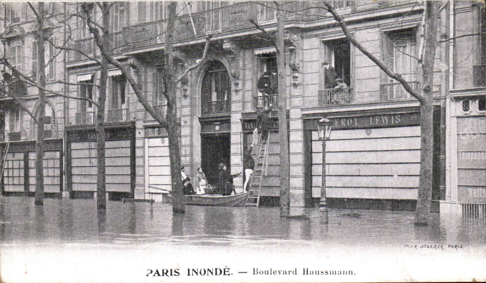 CPA Paris Inonde Boulevard Haussmann Publicite Lait d Appenzell
