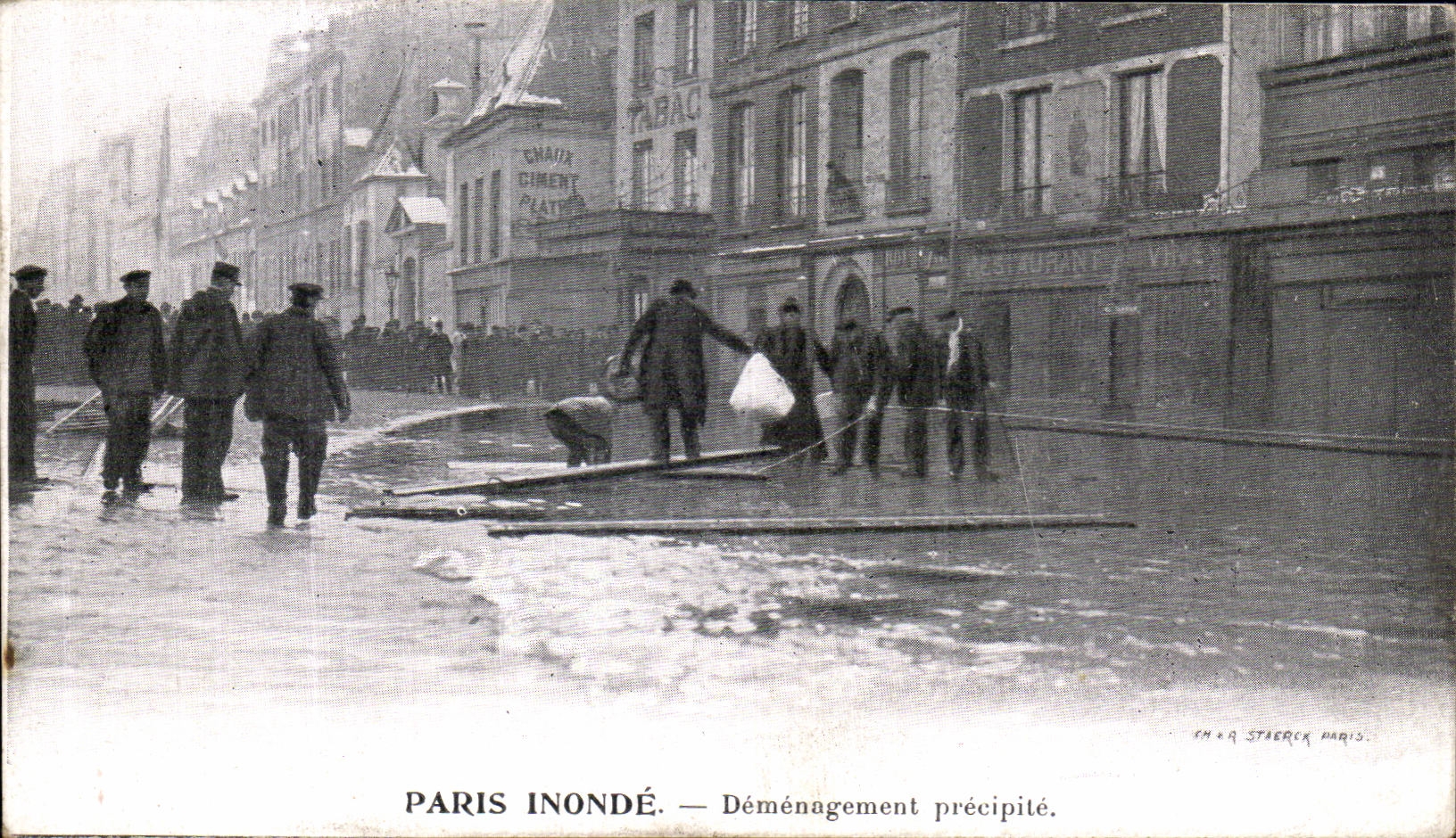 CPA Paris Inonde Demenagment Precipite Publicite Lait d Appenzell