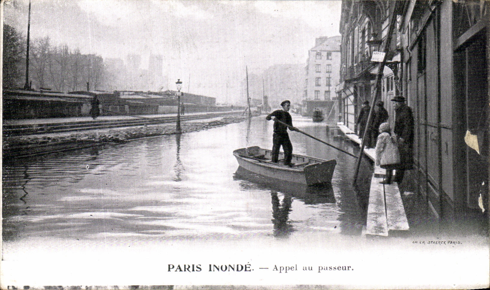 CPA Paris Inonde Appel au Passeur Publicite Lait d Appenzell