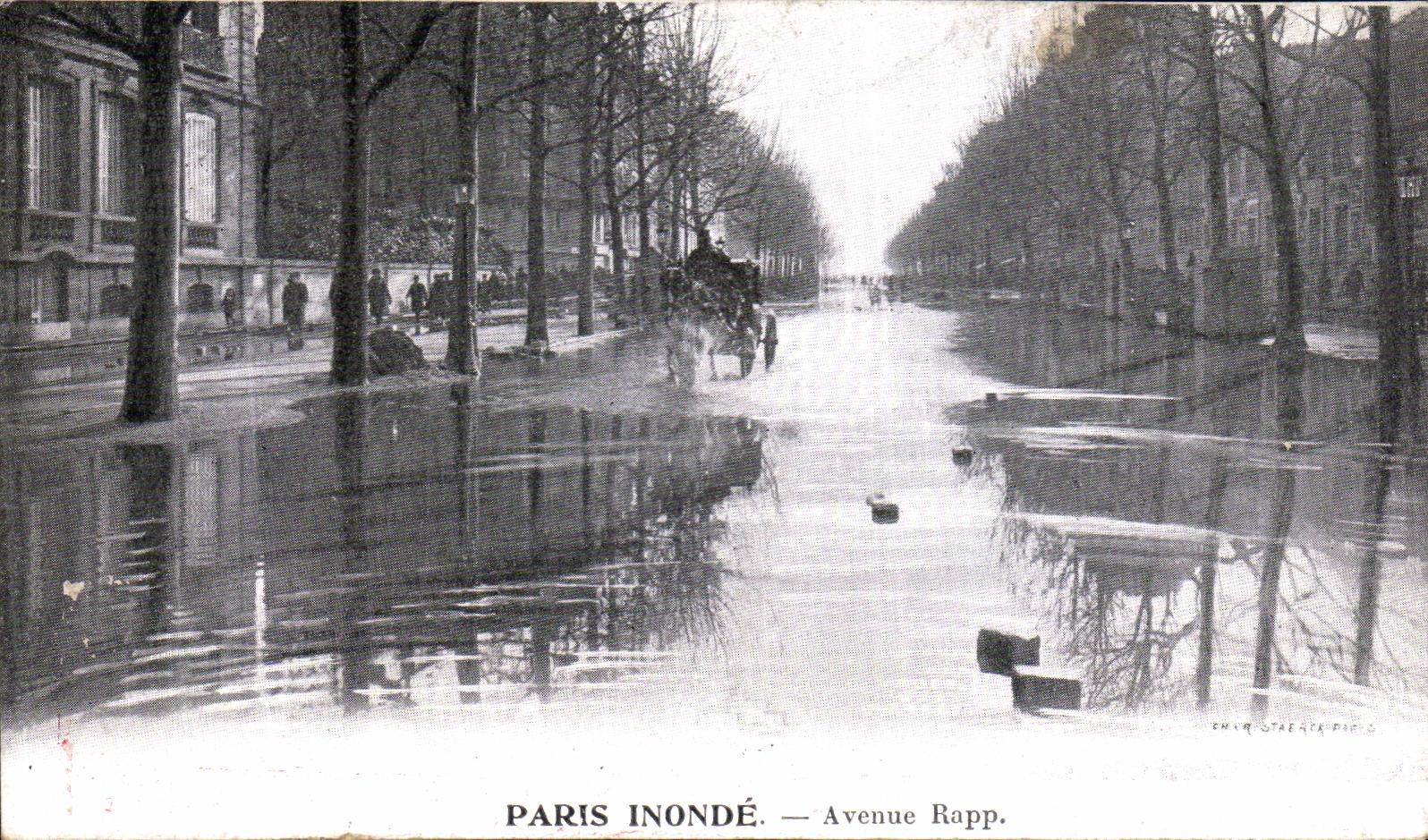 CPA Paris Inonde Avenue Rapp Publicite Lait d Appenzell