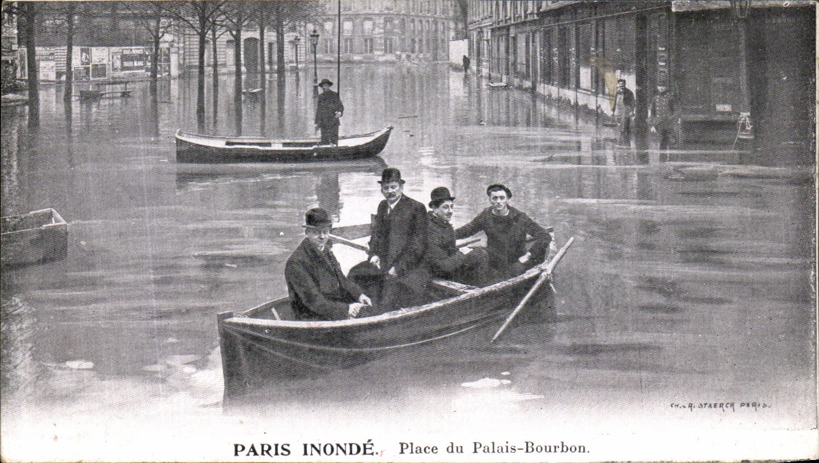 CPA Paris Inonde Place du Palais Bourbon Publicite Lait d Appenzell