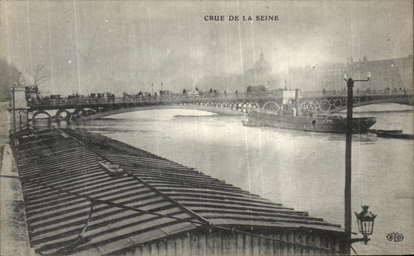 CPA Paris Crue De la Seine Inondations Peniche