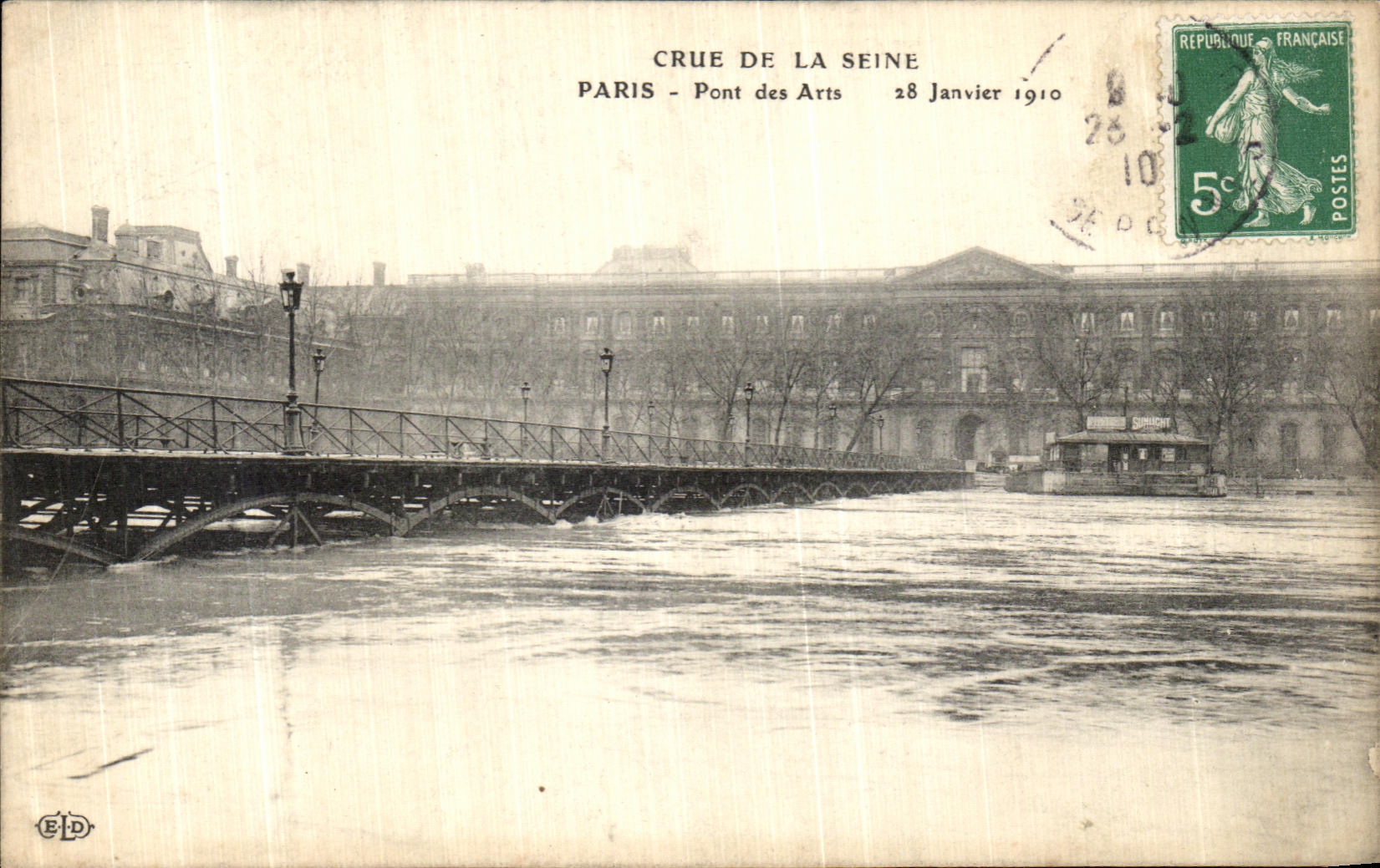 CPA Paris Crue De la Seine Pont des Arts