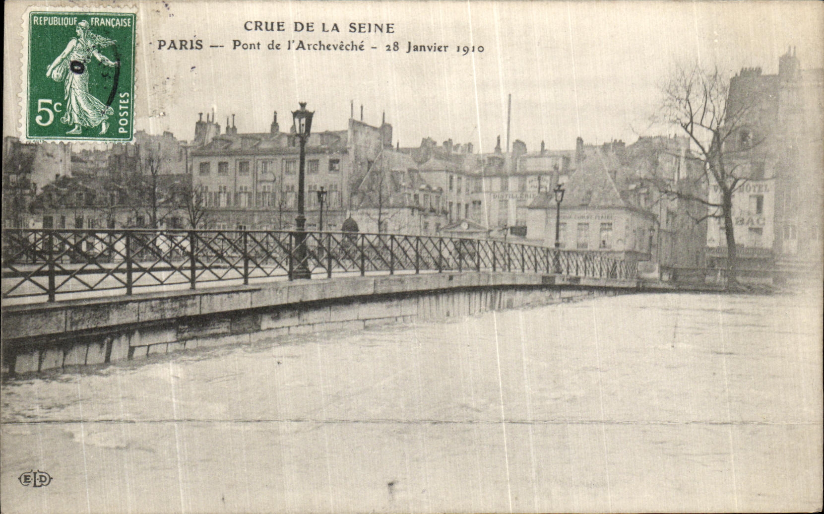 CPA Paris Crue De la Seine Pont de l Archeveche