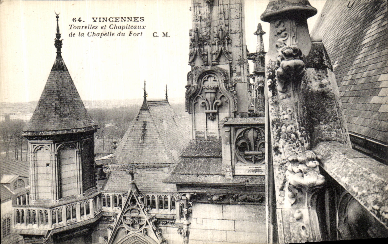 VINTAGE POSTCARD Vincennes Turrets and Chapiteaux of the Vault of the Fort
