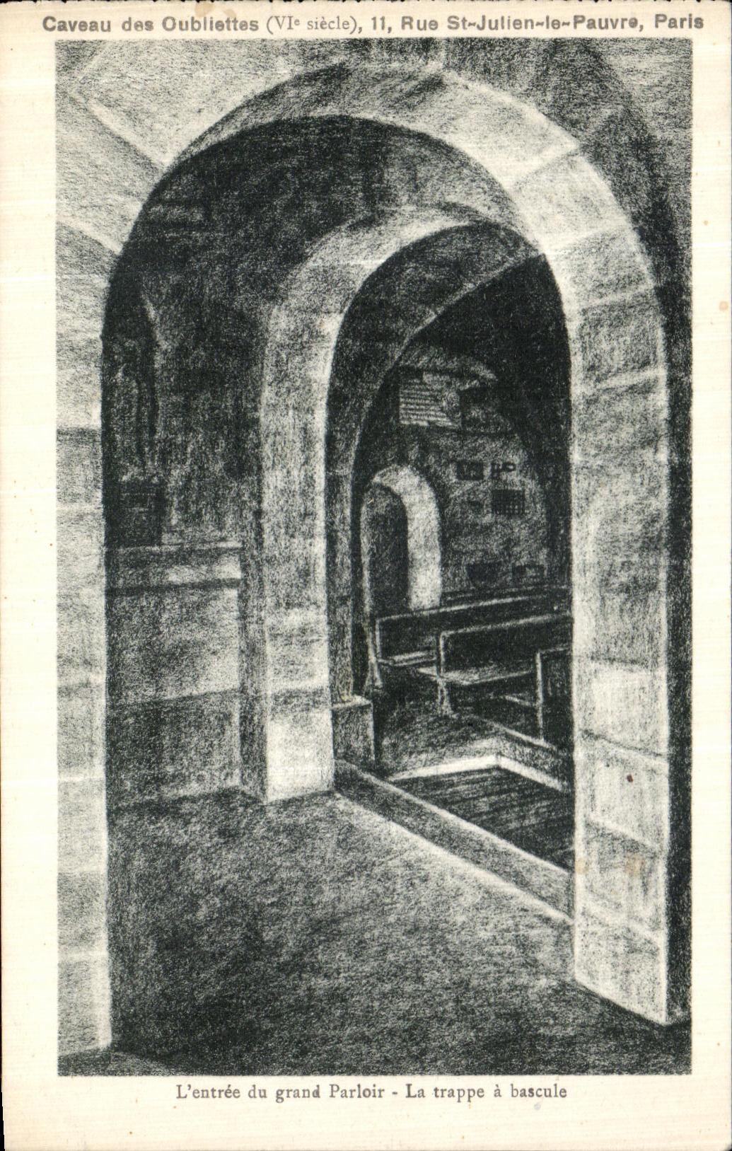 VINTAGE POSTCARD Vault of Oubilettes Street St Juilien Poor Paris