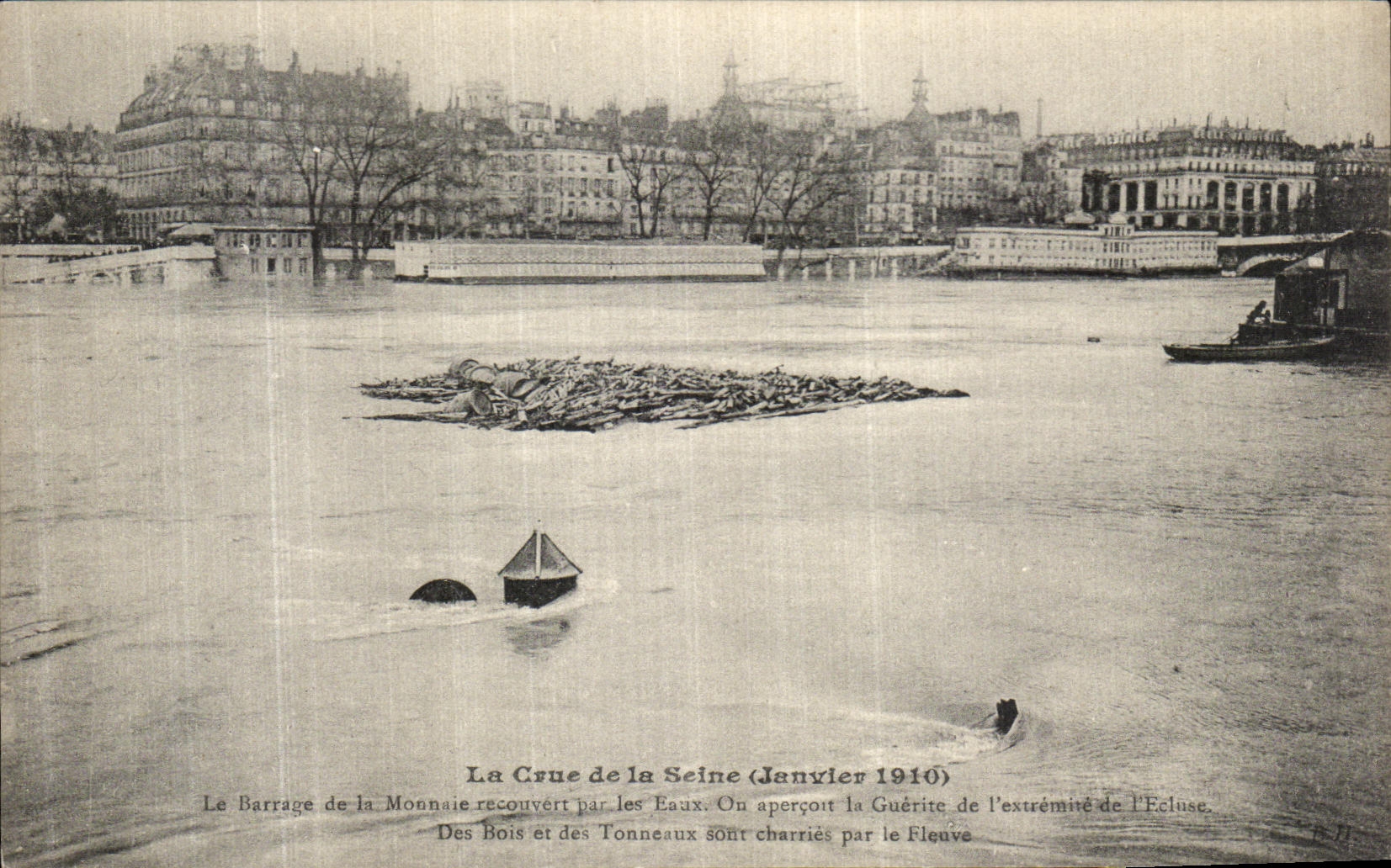 VINTAGE POSTCARD the Rising of the Seine stopping of the currency covered by water
