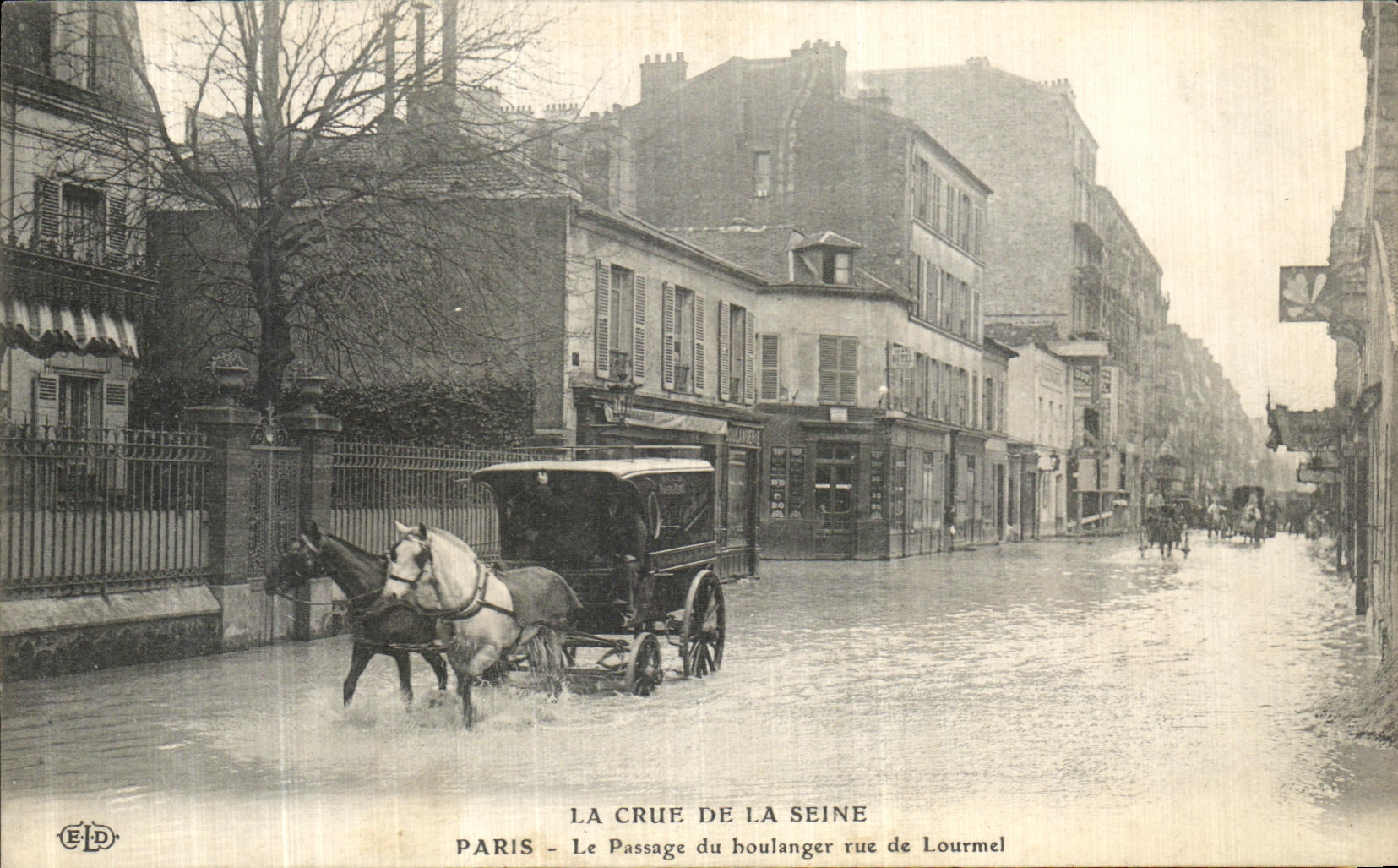 CPA Crue de la Seine Paris Passage du boulanger rue de Lourmel 
