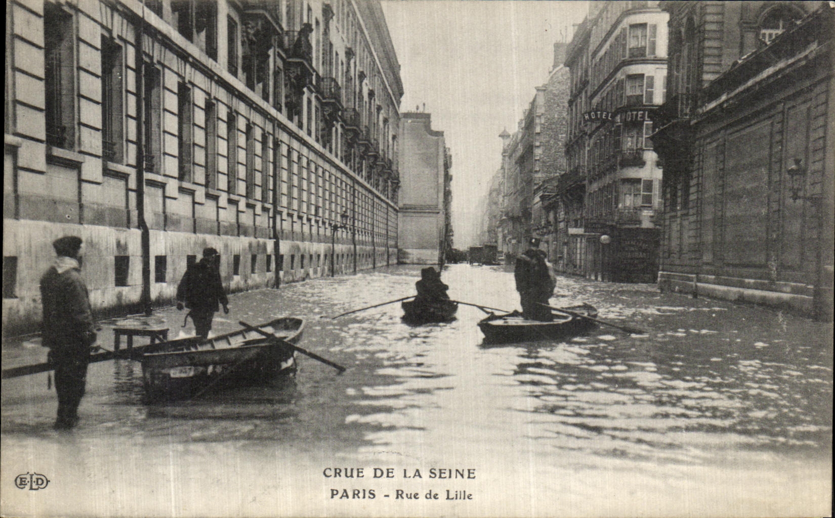 VINTAGE POSTCARD the Rising Of the Seine Paris Street of Lille