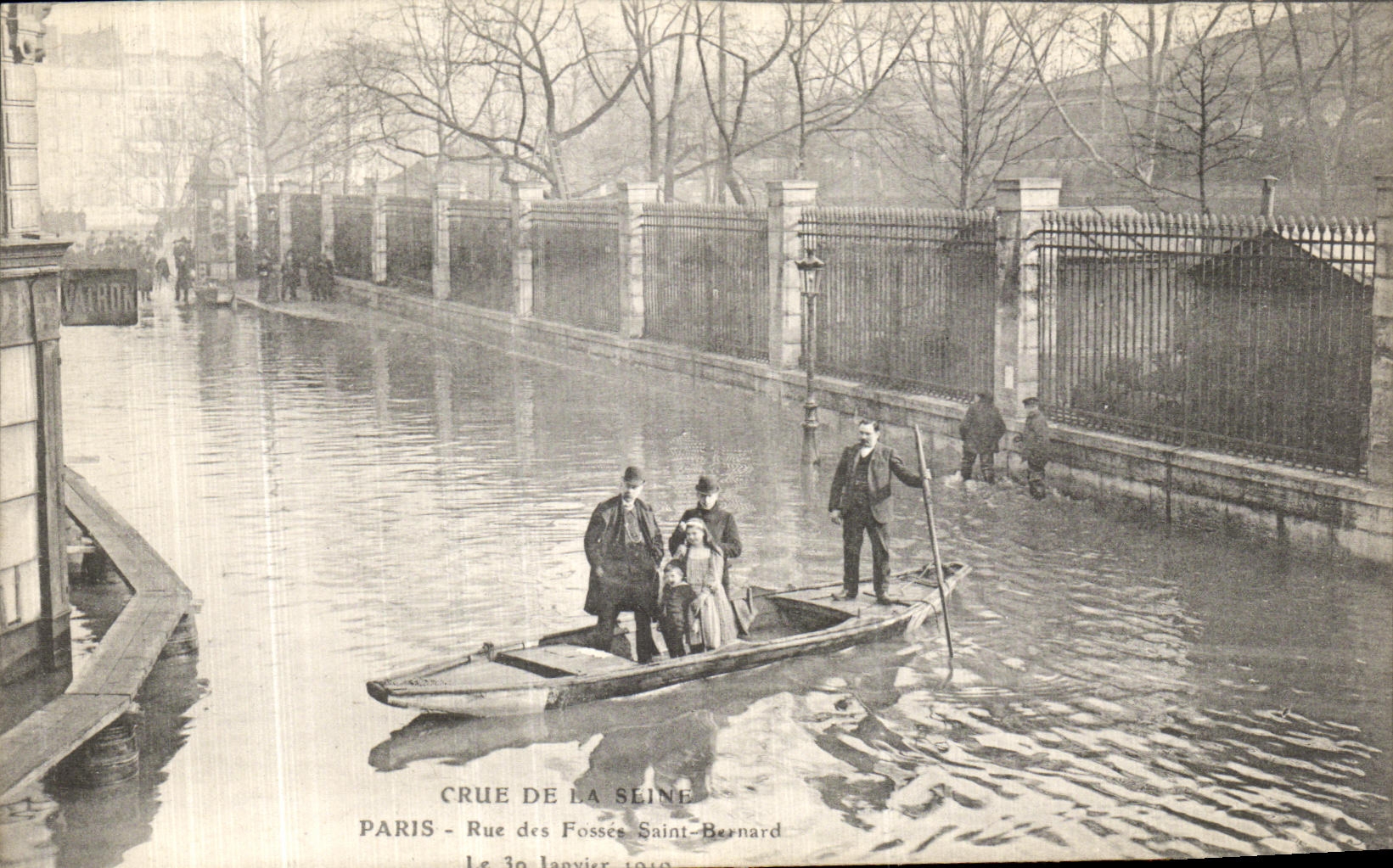 VINTAGE POSTCARD the Rising Of the Seine Paris Street of the Pits Saint Bernard