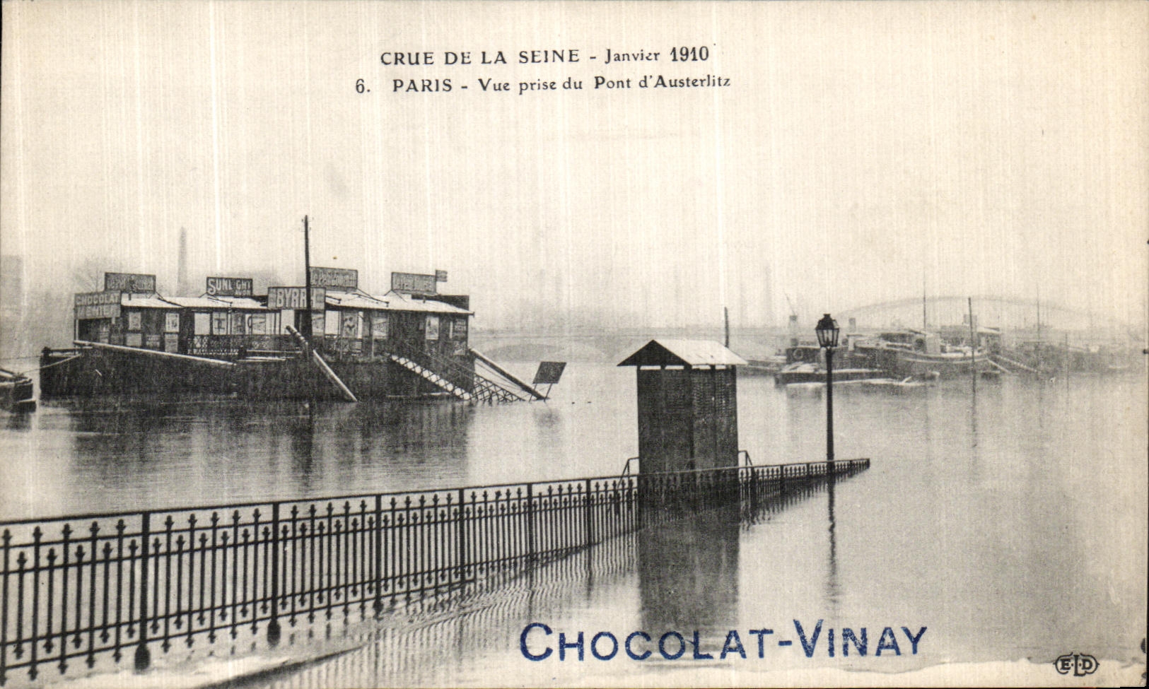 VINTAGE POSTCARD Believed Of the Seine Paris Seen from of the Bridge D Austerlitz