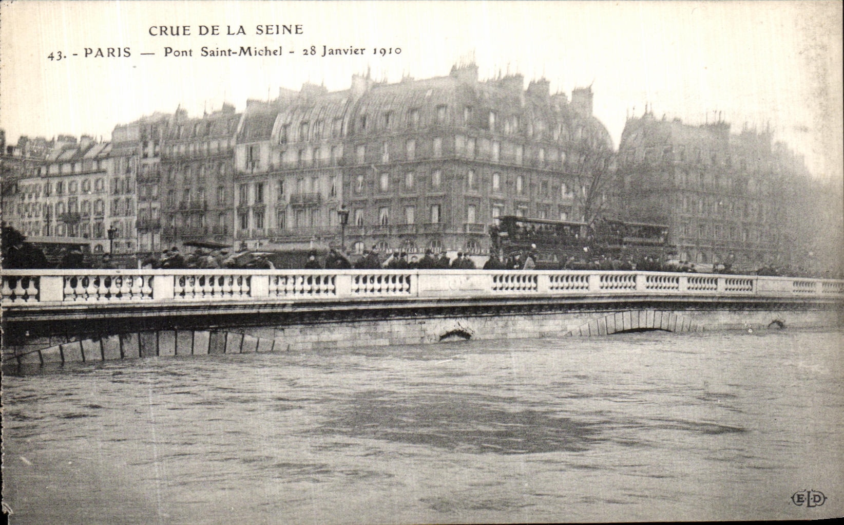 VINTAGE POSTCARD Believed Of the Seine Paris Bridge Saint Michel