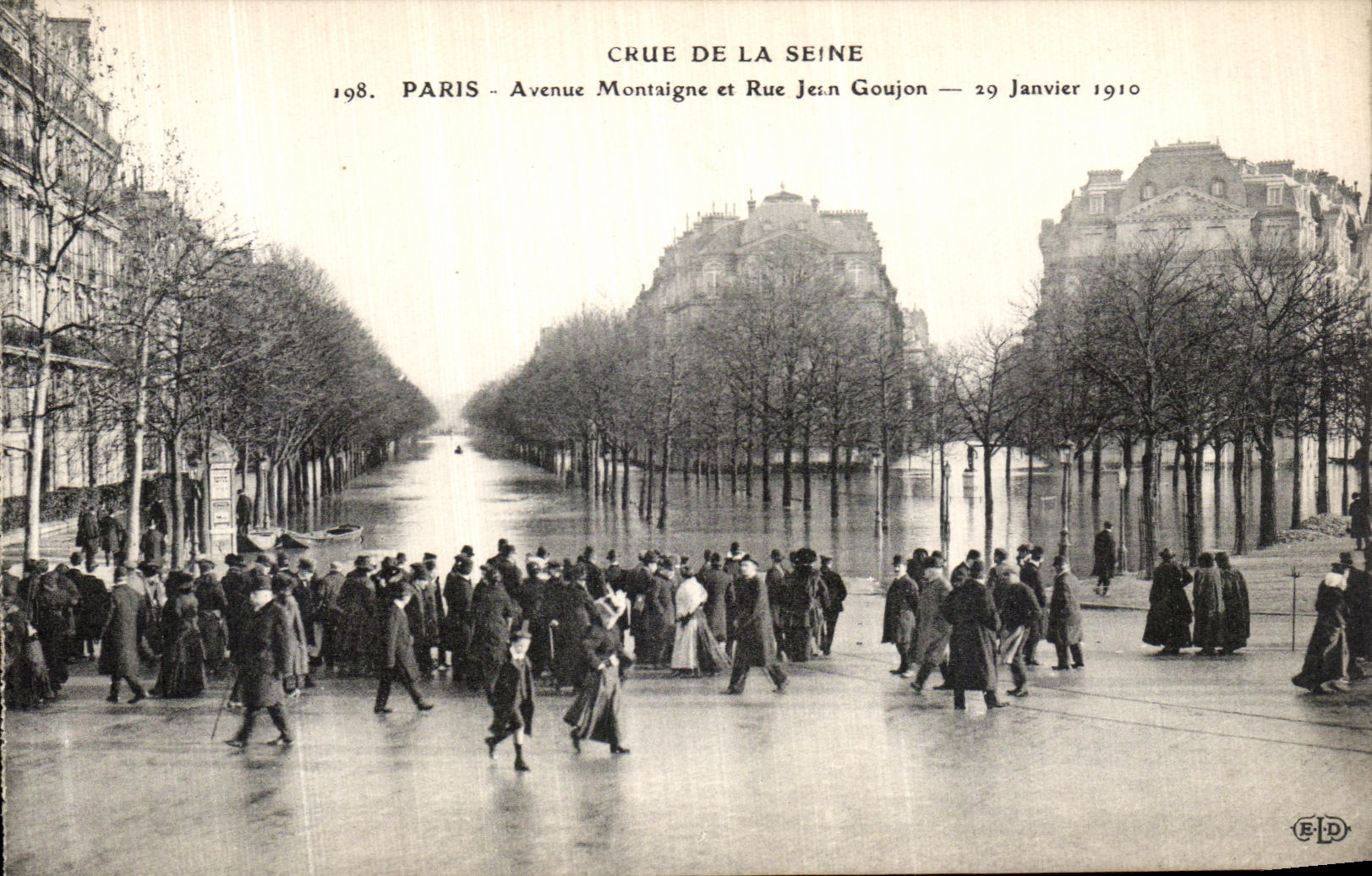 VINTAGE POSTCARD Believed Of the Seine Paris Montaigne Avenue and Rue Jean Pin