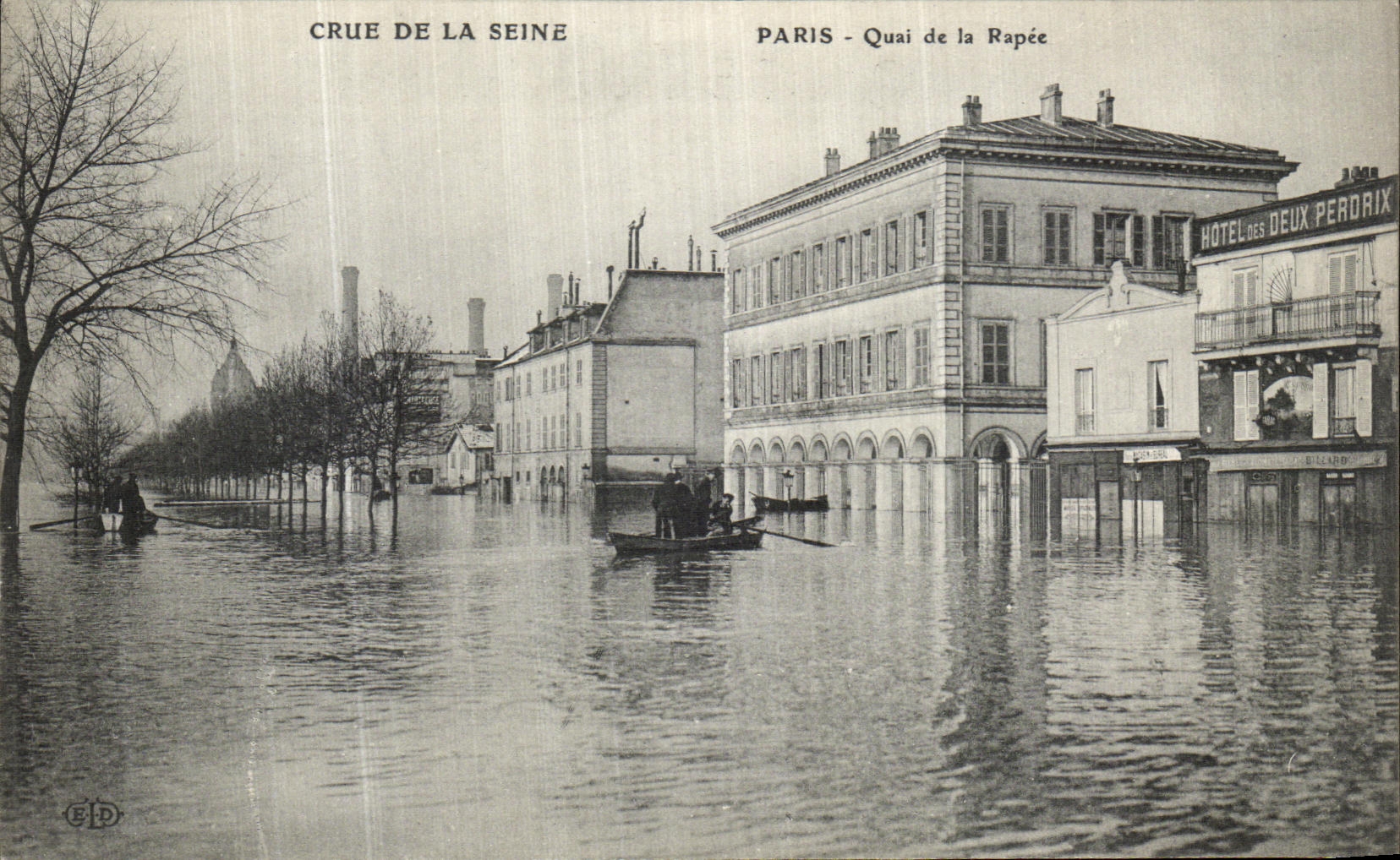 VINTAGE POSTCARD Believed Of the Seine Paris Quay of Rapee Hotel of two partridges