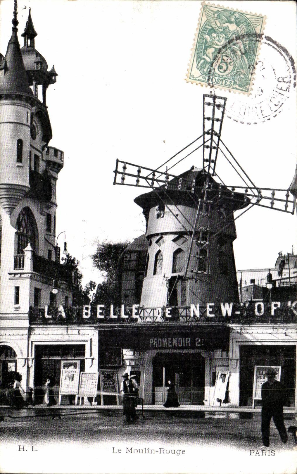 VINTAGE POSTCARD the Moulin Rouge bets the Beautiful one of New York