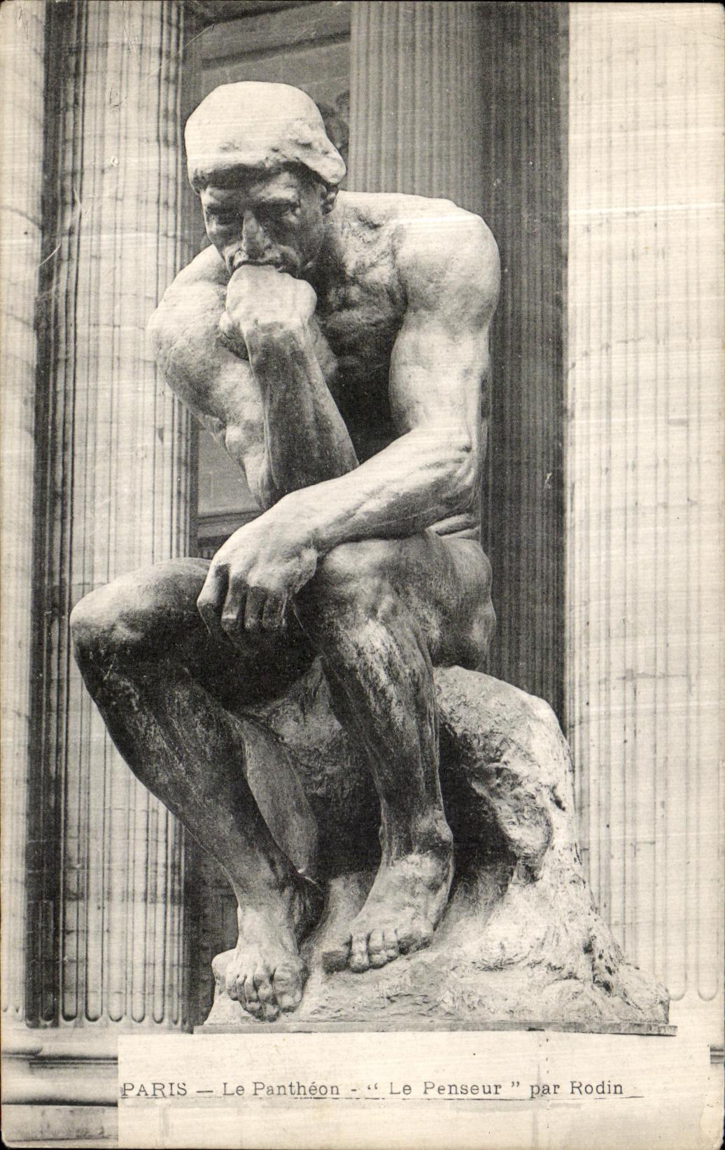 VINTAGE POSTCARD Paris the Pantheon the Thinker by Rodin