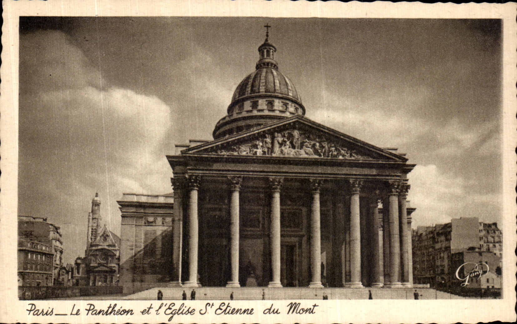 POSTAL Paris de la VENDIMIA el panteon y el L iglesia St Etienne del montaje