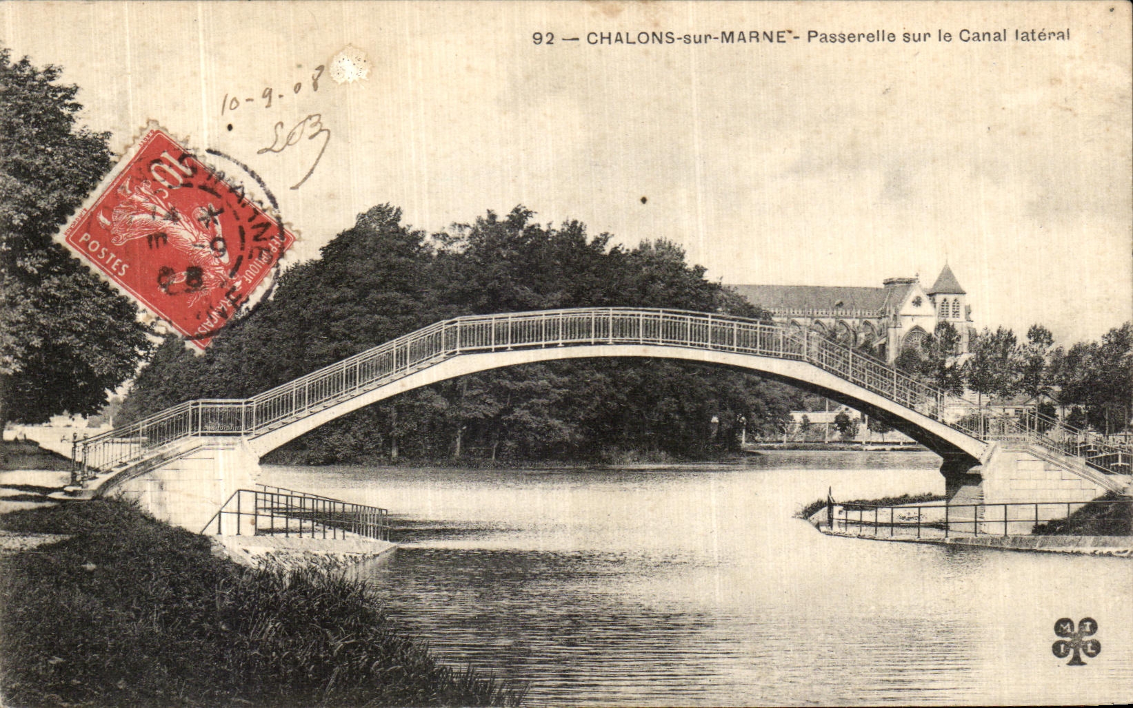 VINTAGE POSTCARD Trawl nets On the Marne Footbridge on the Side Canal