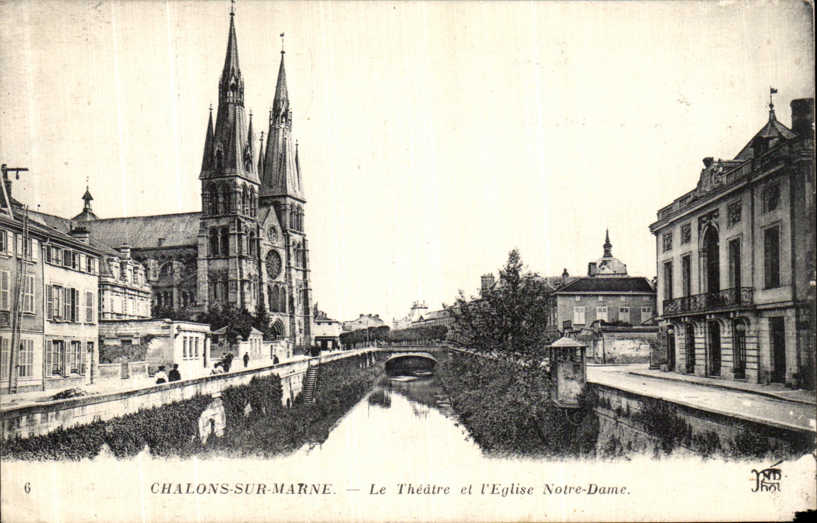 VINTAGE POSTCARD Trawl nets On the Marne the Theater and L Notre Dame Church