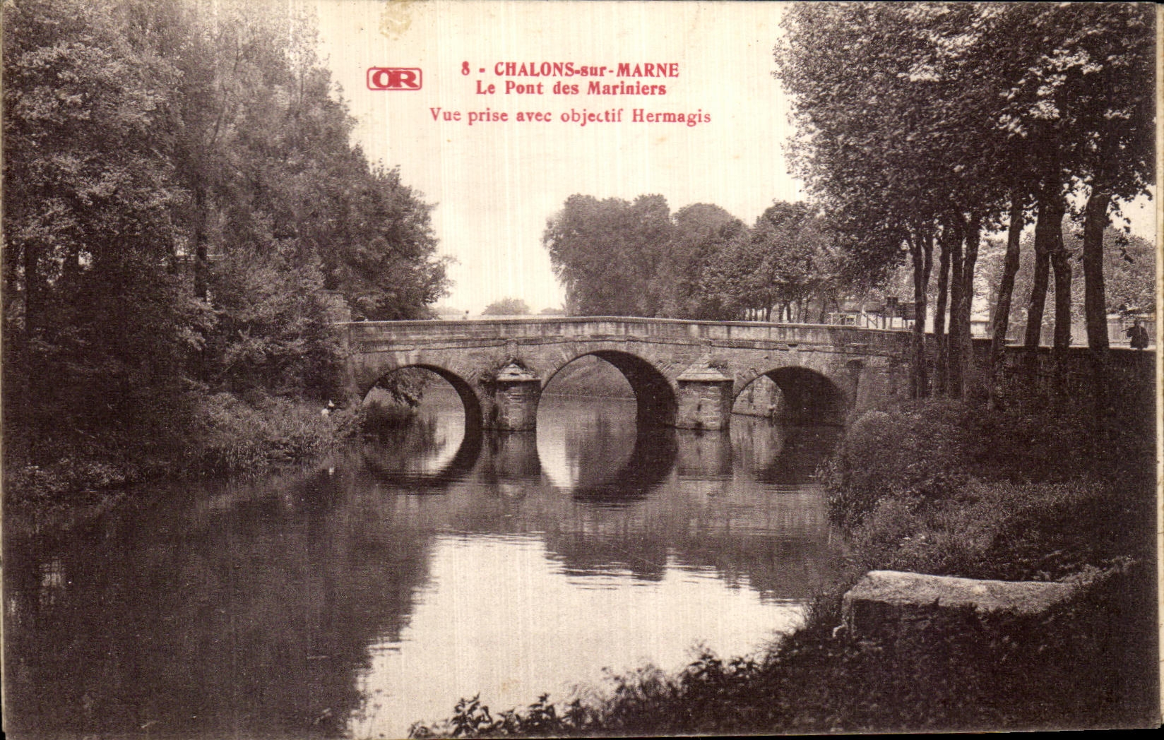 VINTAGE POSTCARD Trawl nets On the Marne the Bridge of the Marines military Cemetery
