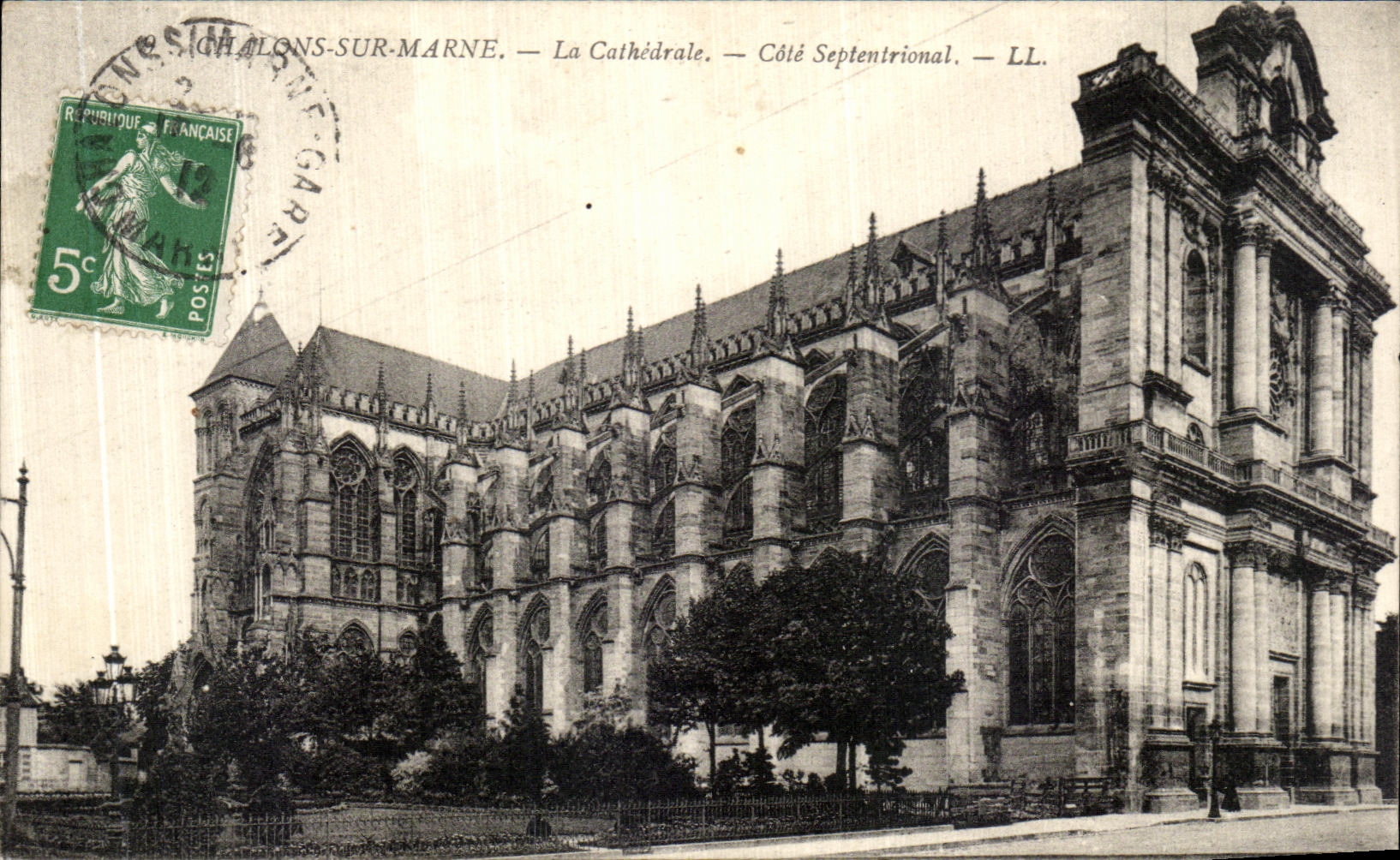 VINTAGE POSTCARD Chalons On the Marne the Cathedral Dimensions Septentrional