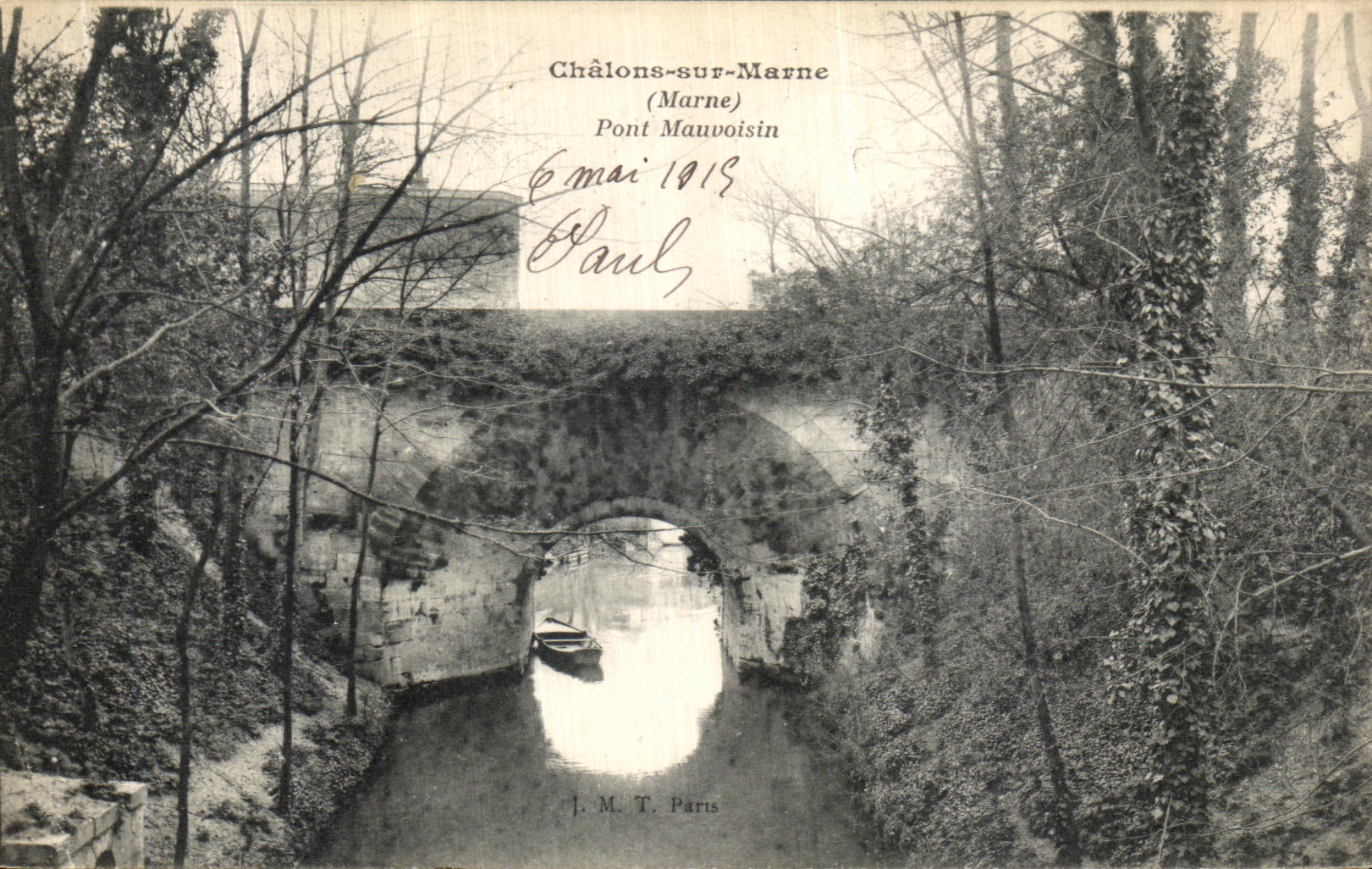 VINTAGE POSTCARD Trawl nets On the Marne Mauvoisin Bridge