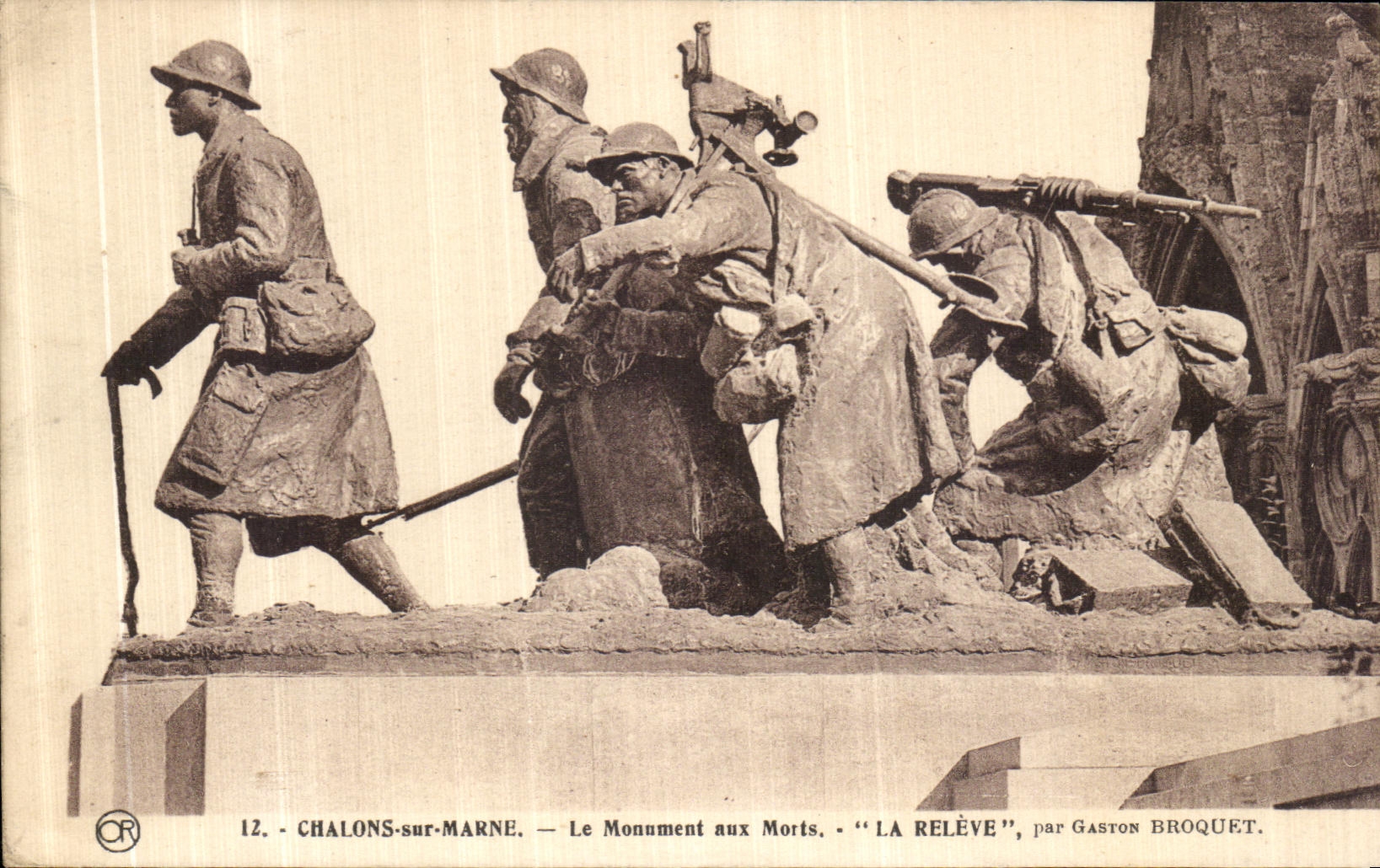 VINTAGE POSTCARD Trawl nets On the Marne Monumnet with Dead the Statement by Gaston Broquet Militaria
