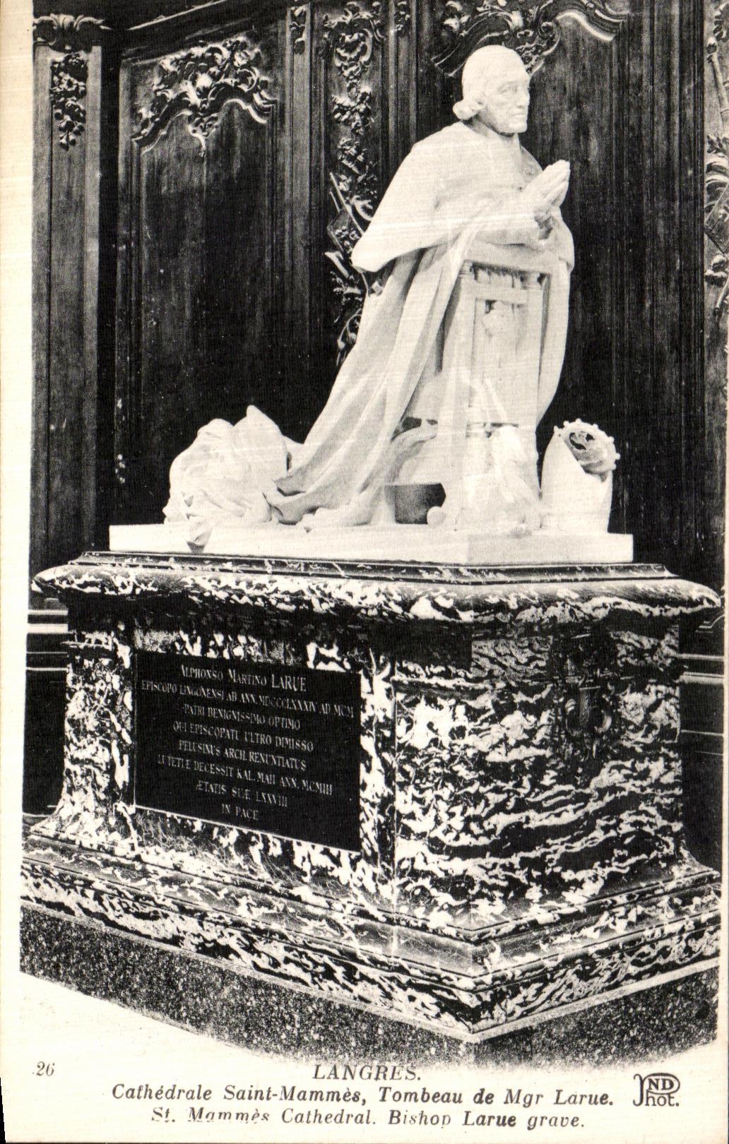 VINTAGE POSTCARD Langres Cathedral Saint Mammes Tomb of Mgr Larue