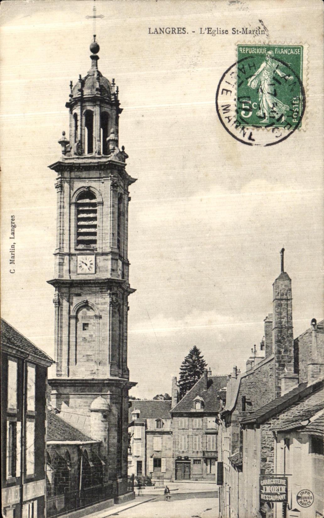 POSTAL Langres L iglesia San Martin de la VENDIMIA