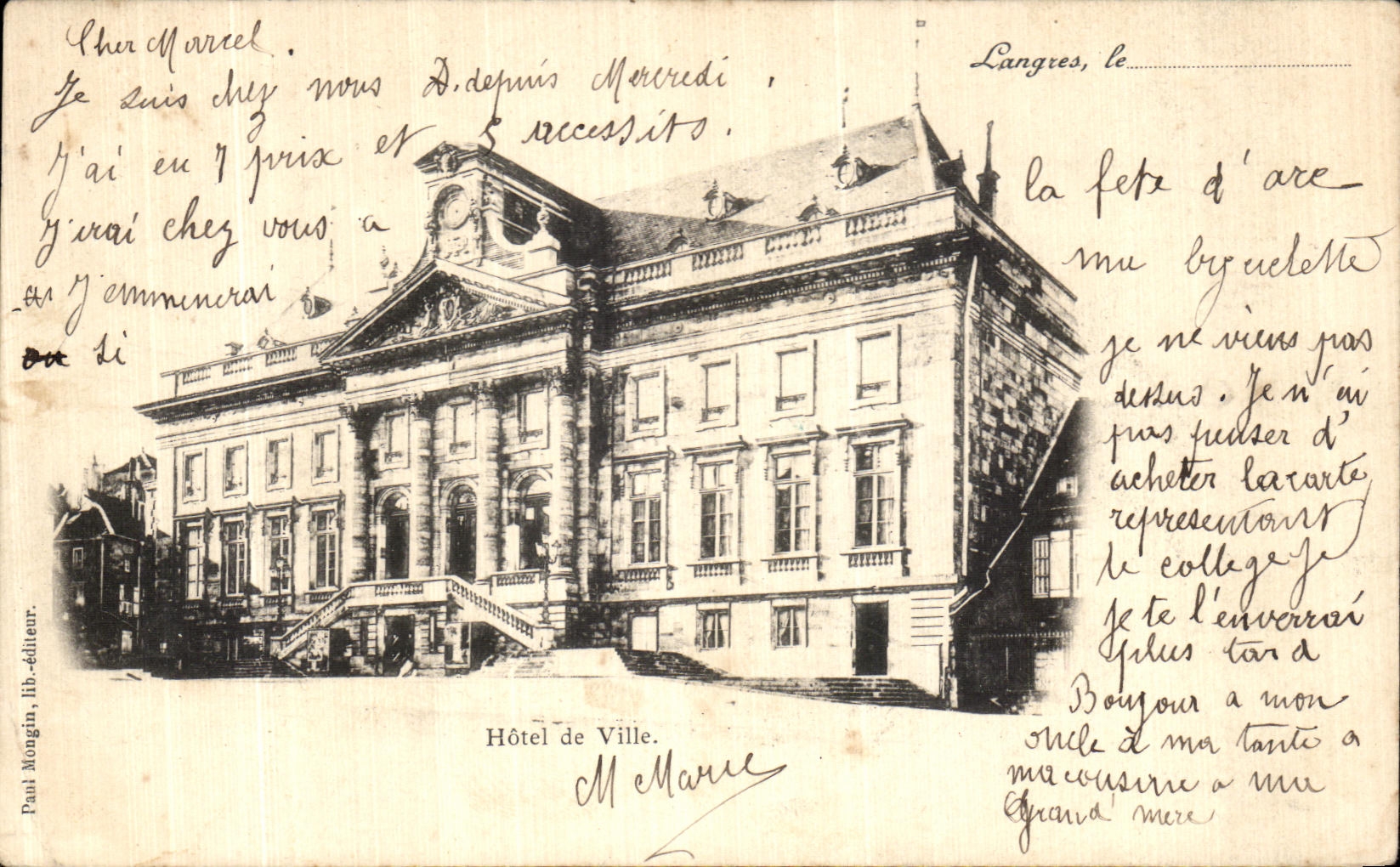 Ayuntamiento de Langres de la POSTAL de la VENDIMIA