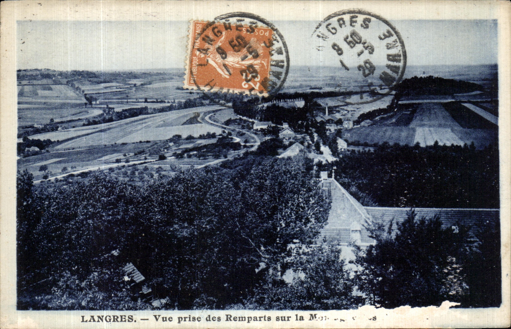 POSTAL Langres de la VENDIMIA vista de las paredes