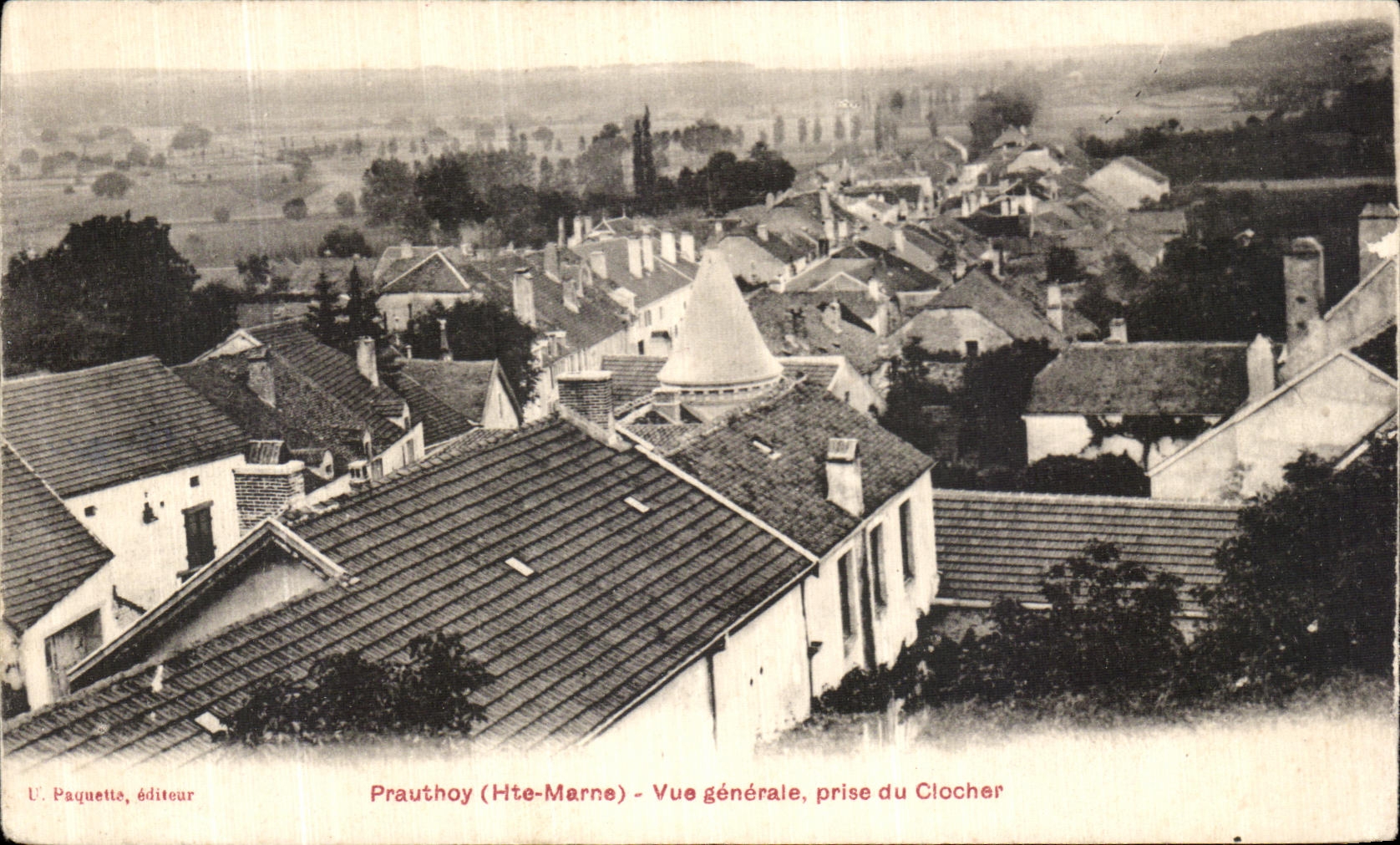 VINTAGE POSTCARD Prauthoy View taken of the Bell tower