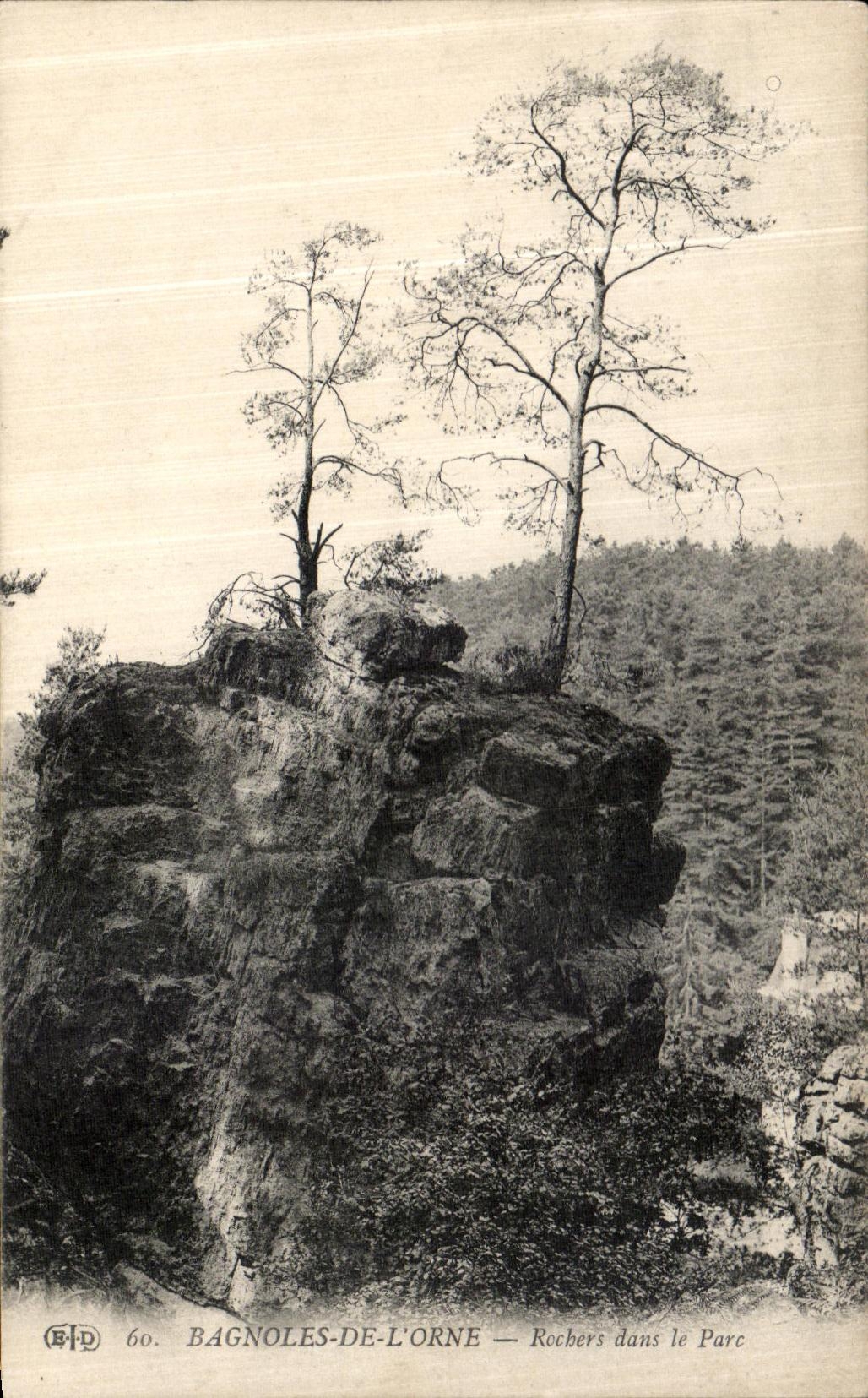 CPA Bagnoles de L Orne Rochers dans le Parc