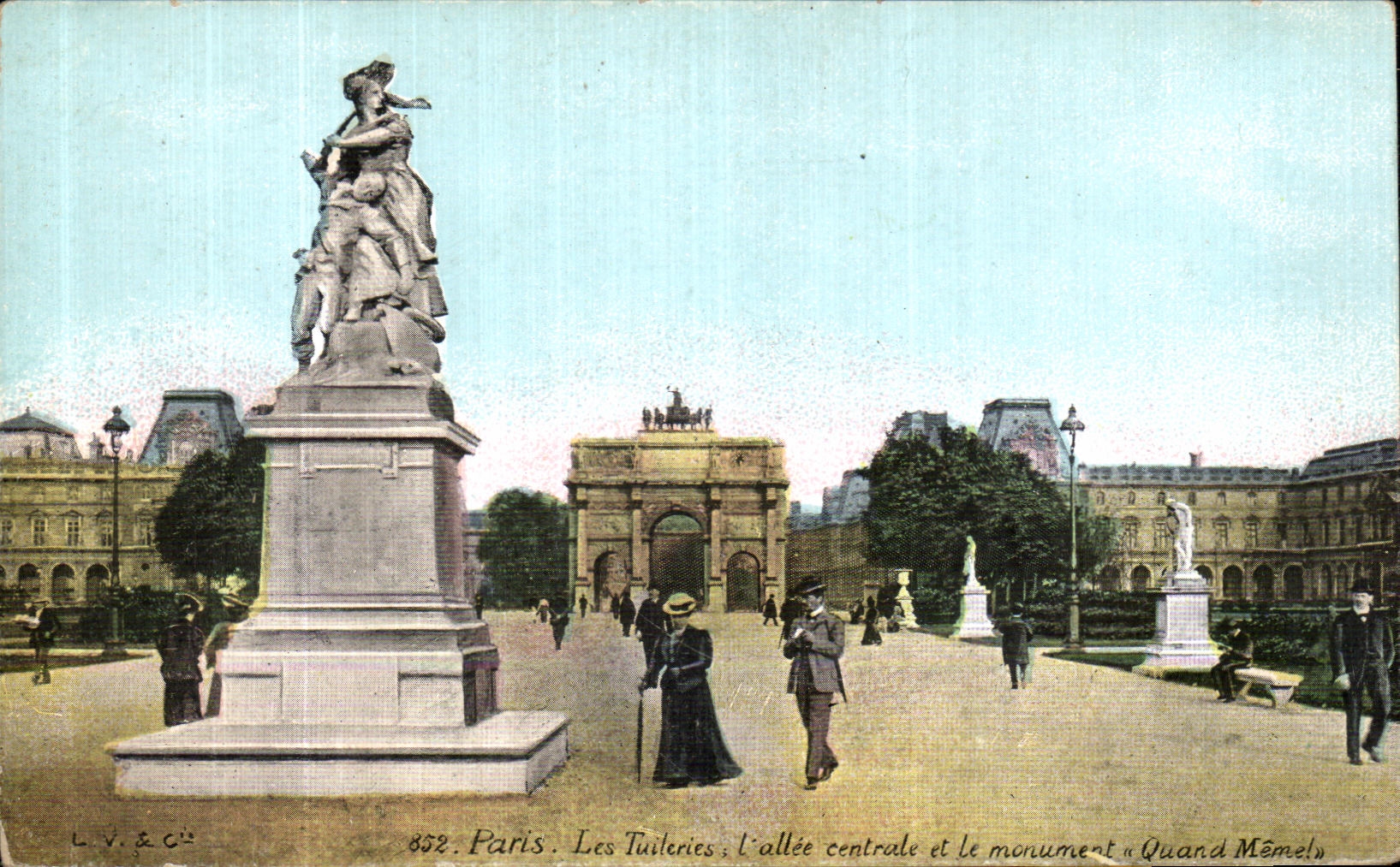 POSTAL Paris Tileries L central ida y el monumento de la VENDIMIA sin embargo