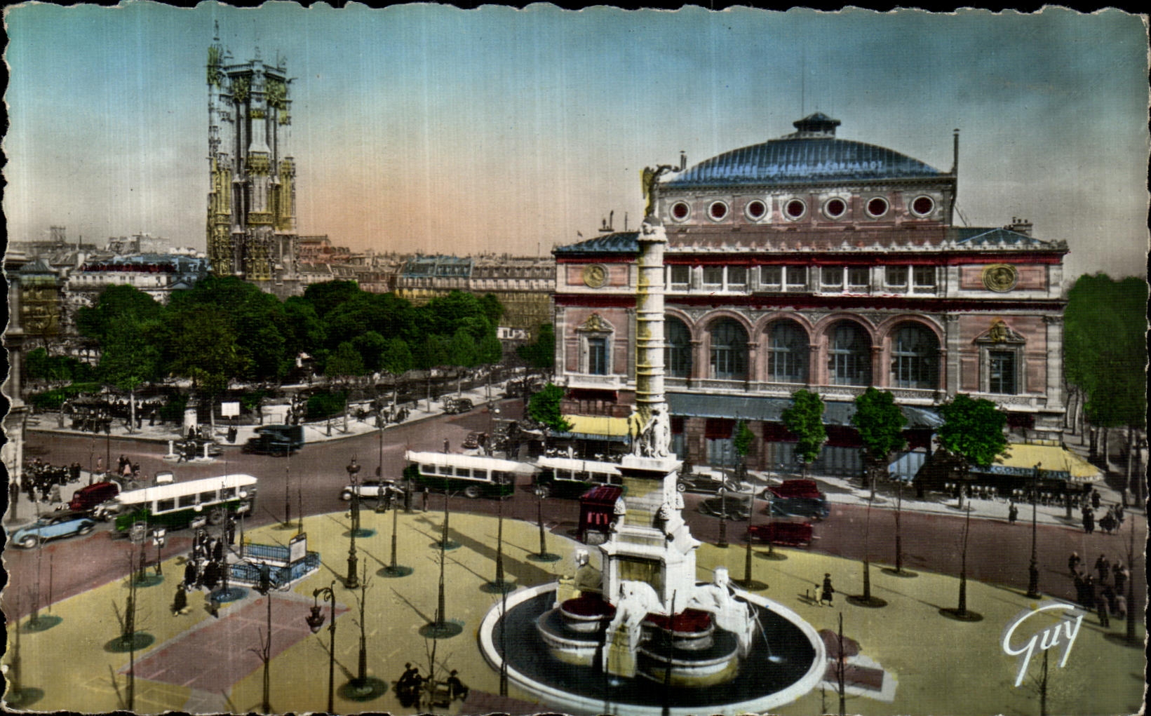 CPA Paris Et Ses Merveilles Place du Chatelet et tour Saint Jacques