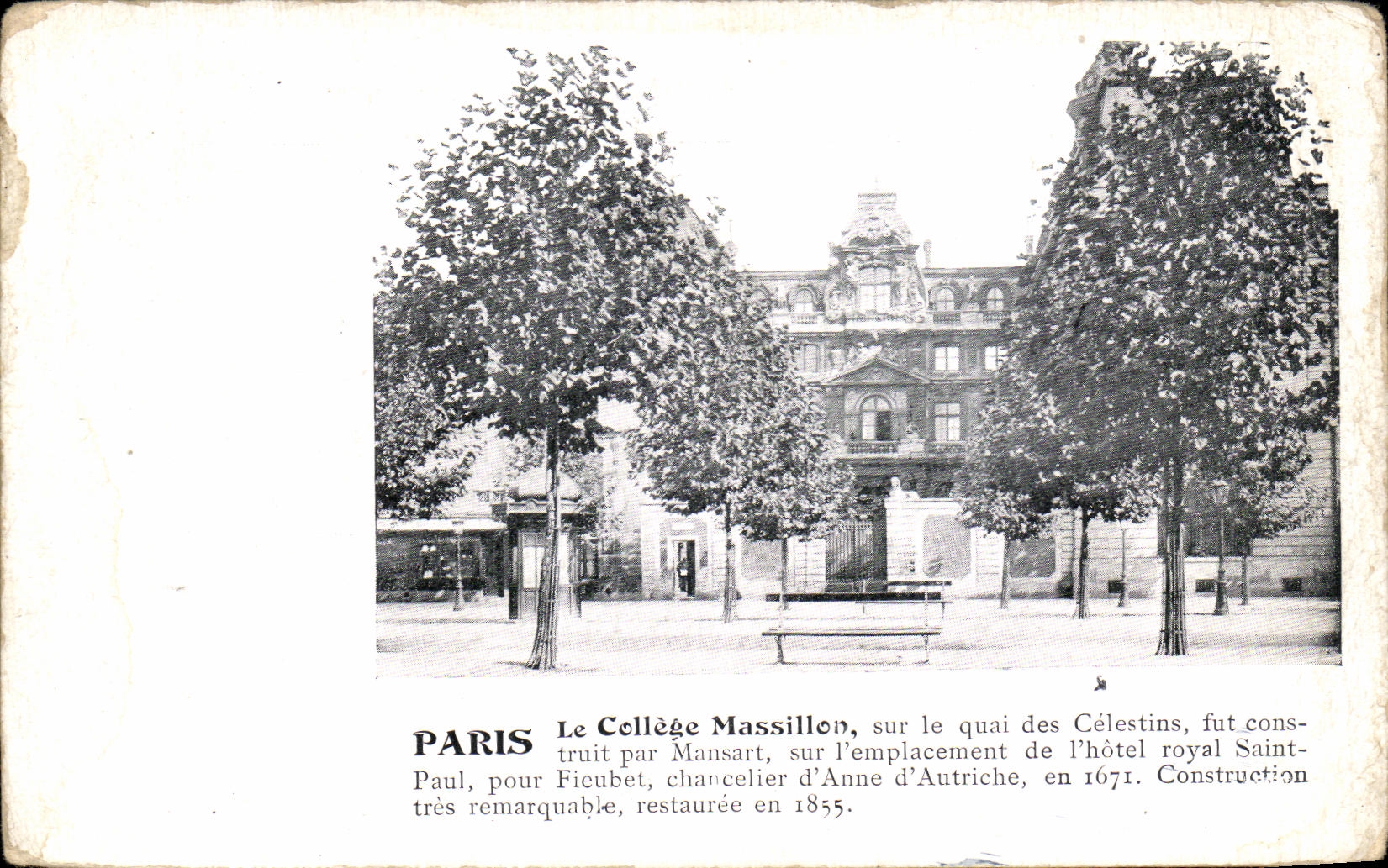 CPA Paris Le College Massillom Sur Le Quai des Celestins