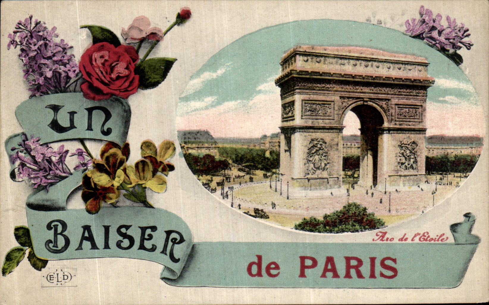 CPA Un Baiser de Paris Arc de TRiomphe 
