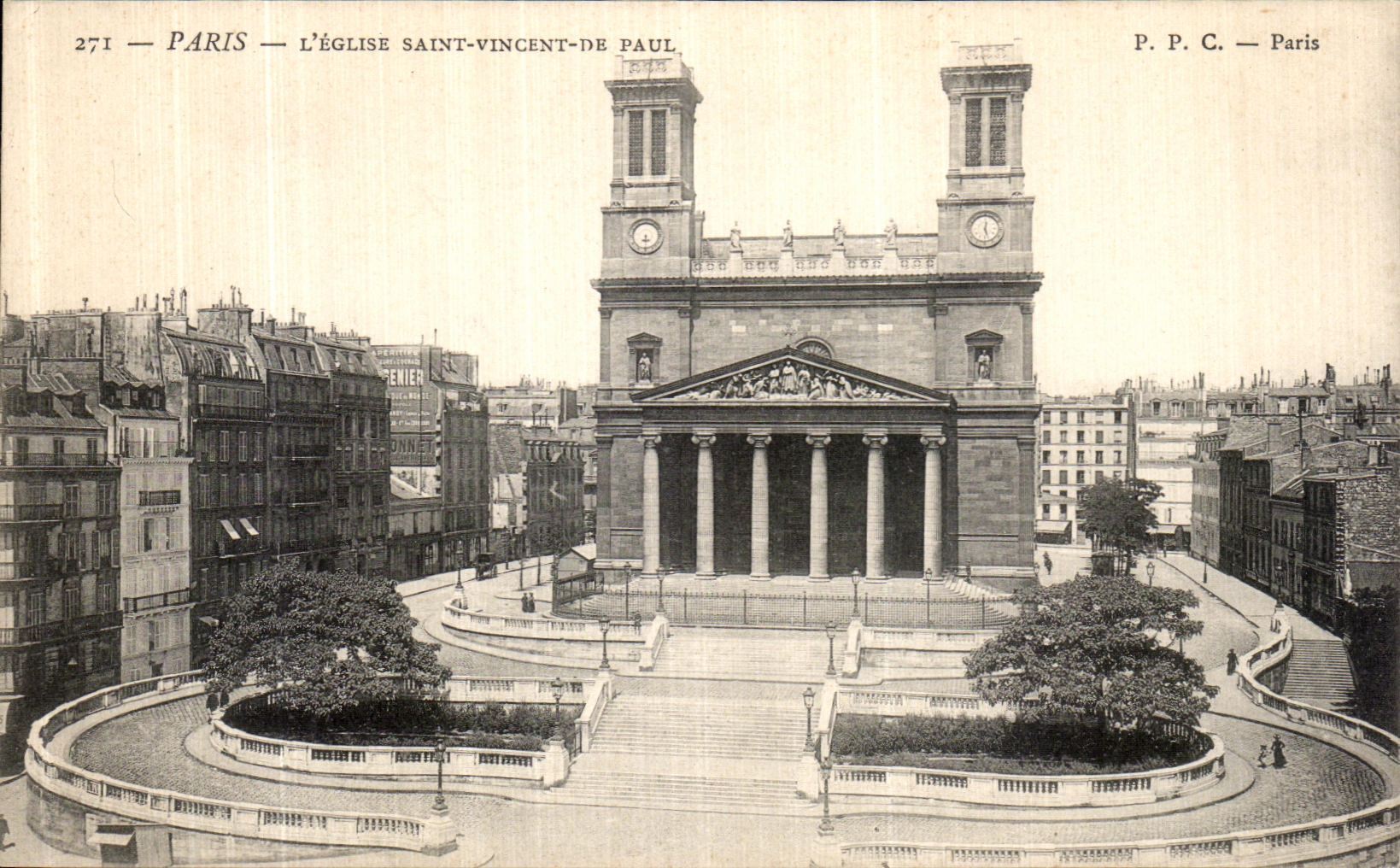 VINTAGE POSTCARD Paris L Church Holy Vincent of Paul