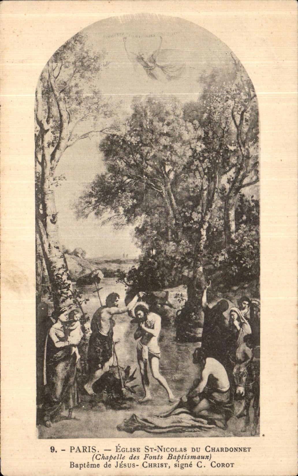 VINTAGE POSTCARD Paris Church St Nicolas of the Hanging post Baptism of Jesus Christ