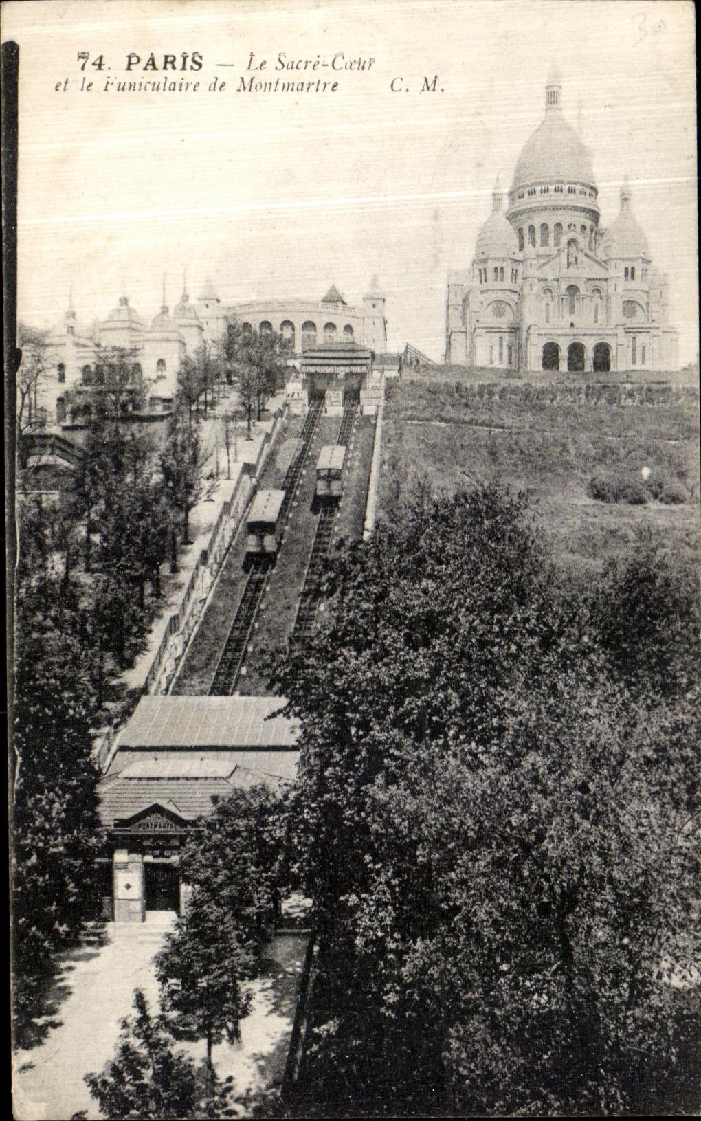 VINTAGE POSTCARD Paris Crowns Heart and the funicular of Montmartre