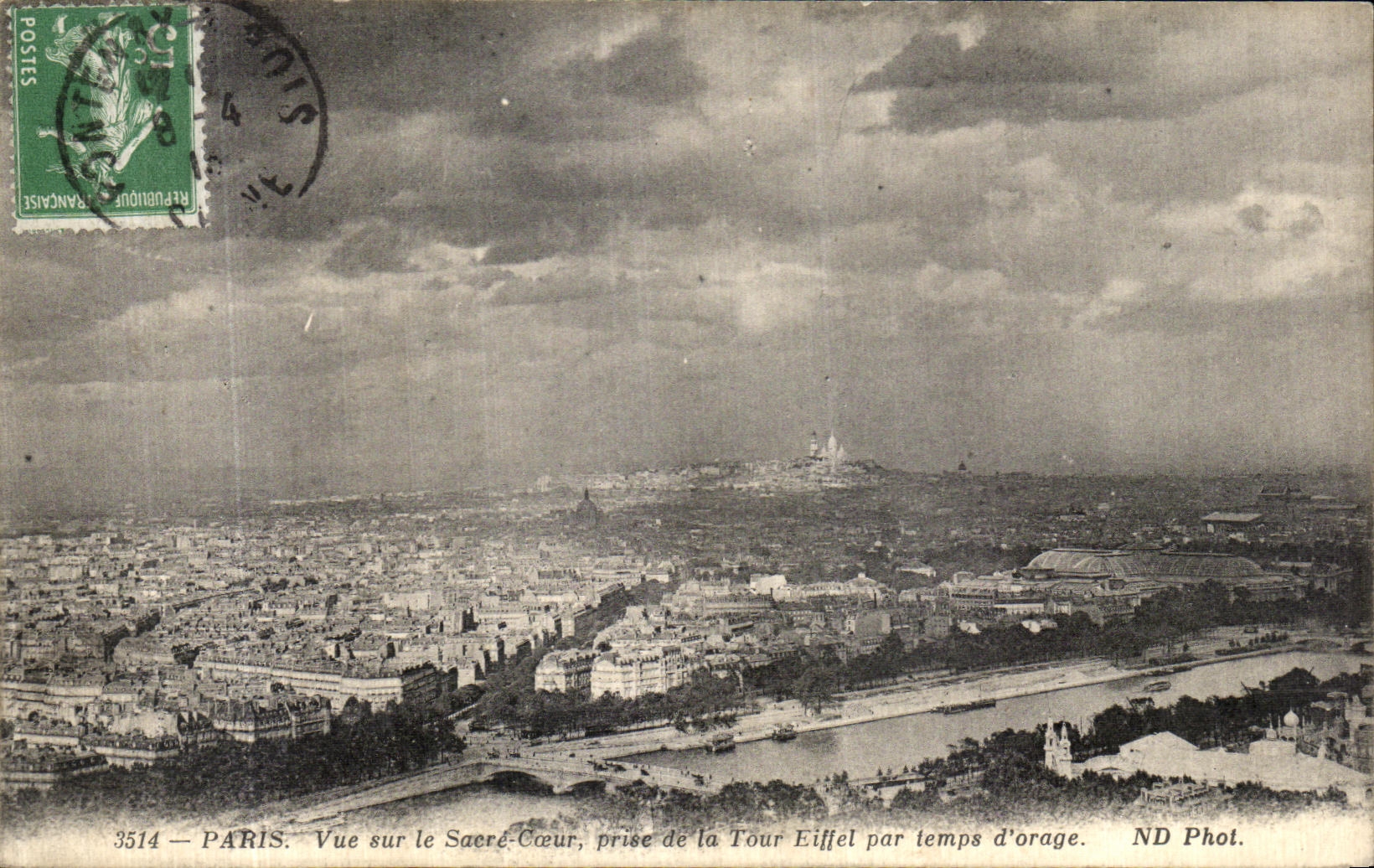 POSTAL Paris de la VENDIMIA vista en el corazon de la consagracion tomado de la torre Eiffel por tormenta del tiempo D